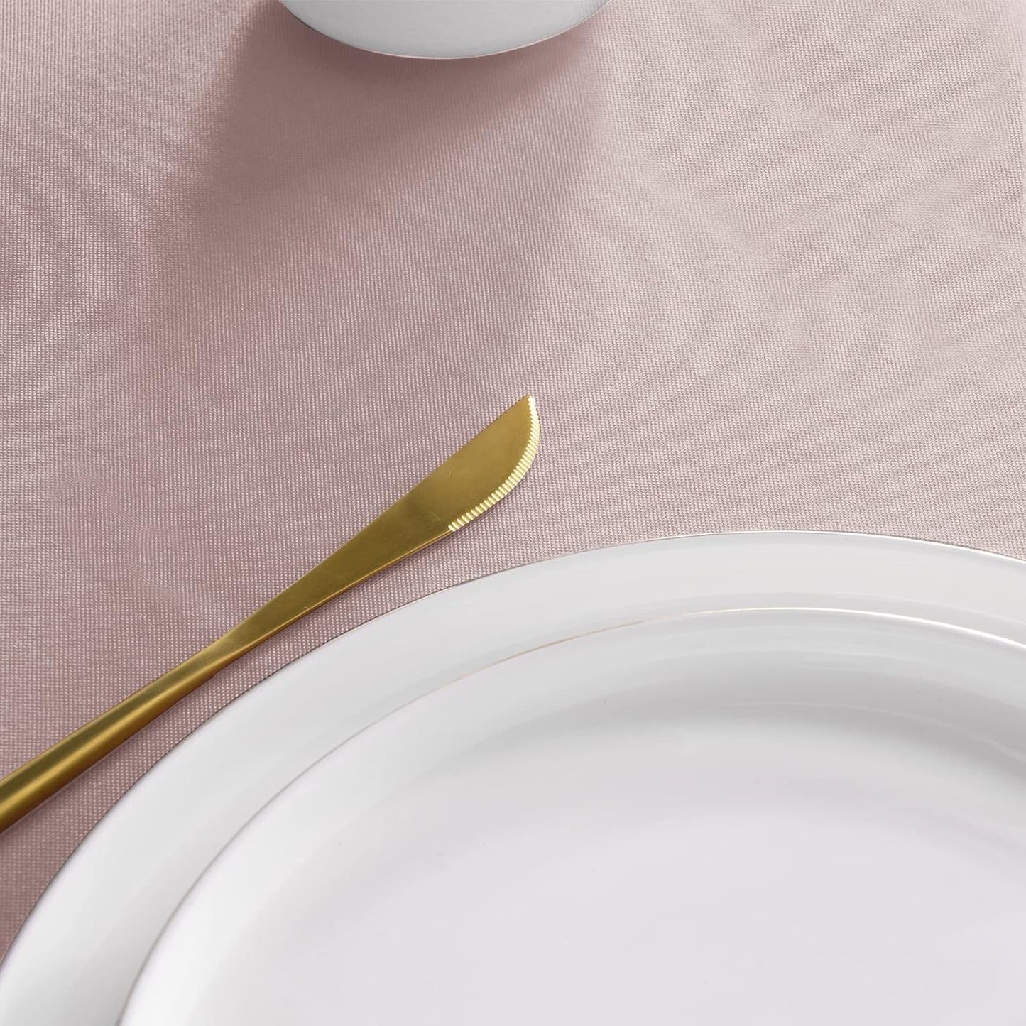 sancua Round Tablecloth - 108 Inch - Water Resistant Spill Proof Washable Polyester Table Cloth Decorative Fabric Table Cover for Dining Tables, Buffet Parties and Camping, Blush