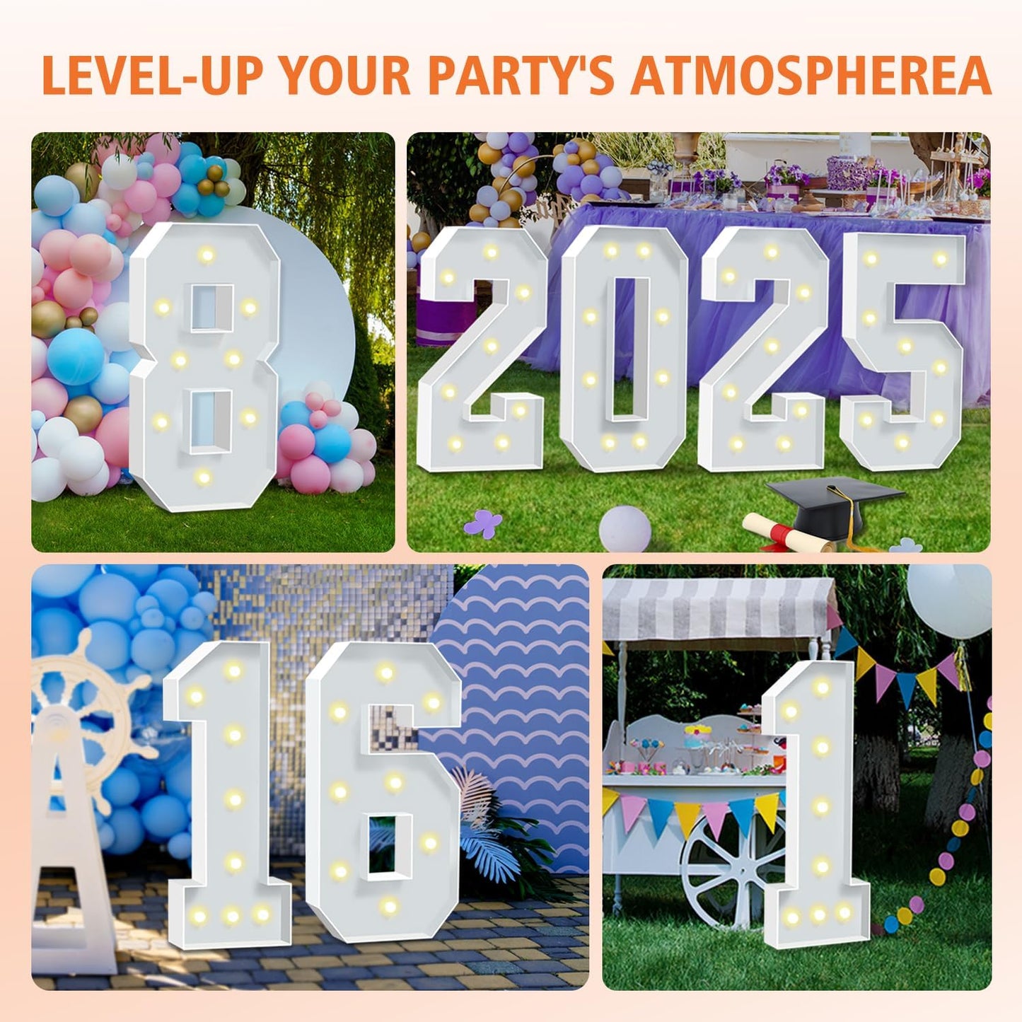 4FT Marquee Numbers 40, Large Light Up Numbers 40th Birthday Decorations for Her Him, Cardboard Number for Women Men Anniversary Party Decor Backdrop, DIY Foam Board Mosaic Number Sign