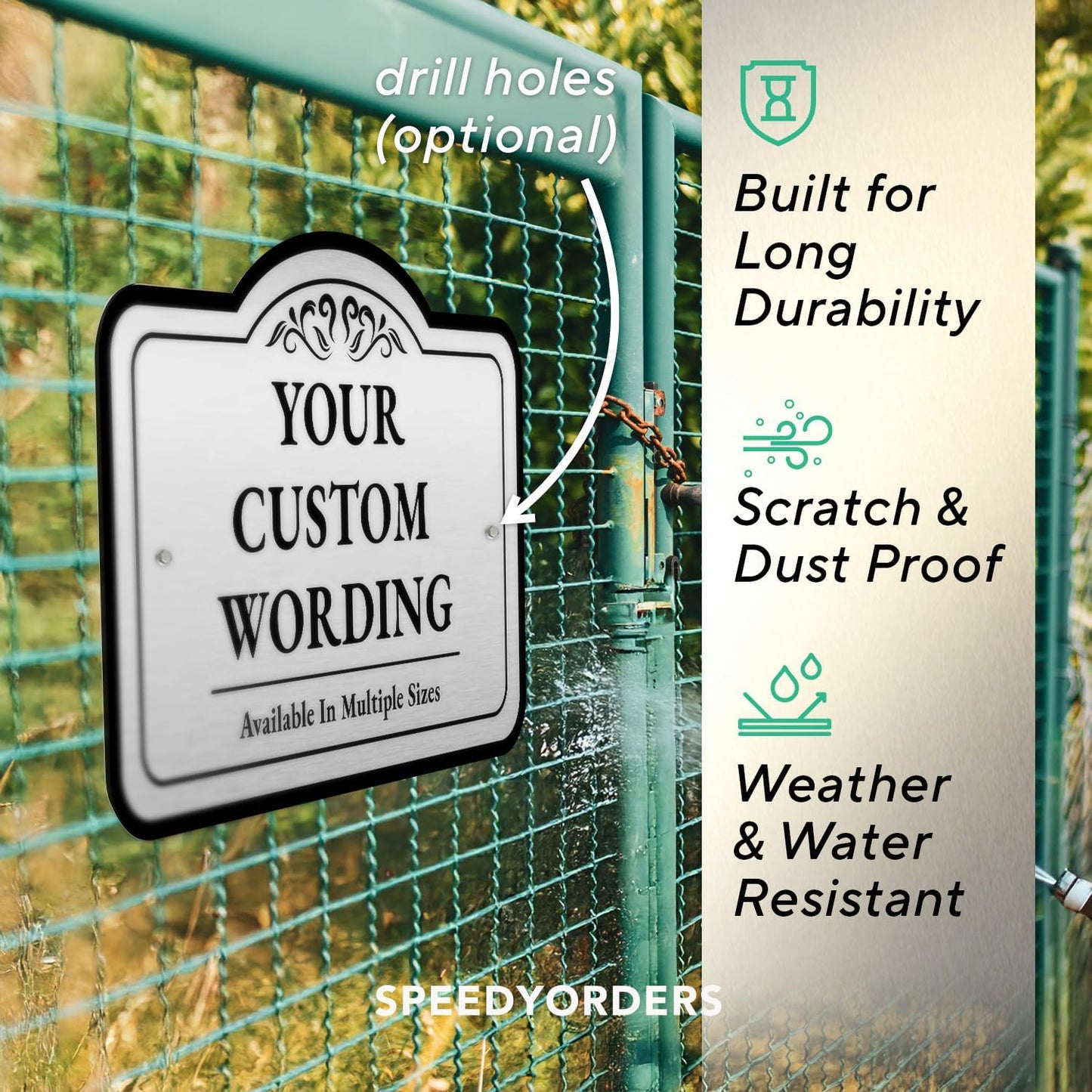 Custom Decorative Metal Signs, Personalized Aluminum Driveway Sign, Waterproof Made In USA - Metallic Silver 10x7 In