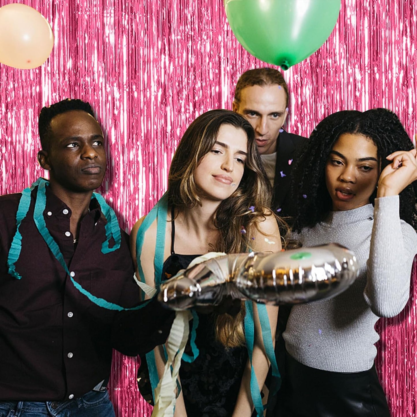 2 Pack Pink Backdrop Party Decorations Tinsel Curtain Party Backdrop Foil Fringe Birthday Decorations Photo Booth Streamer Backdrop Pink Theme Bachelorette Graduation Decor