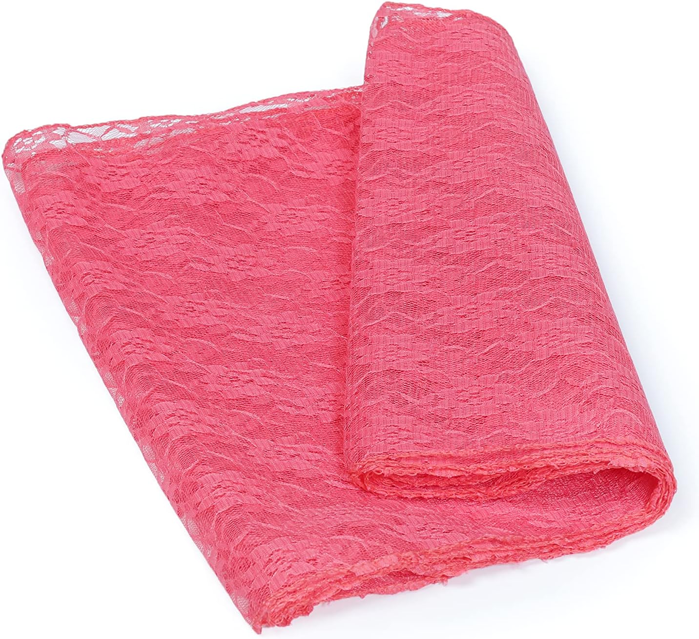 MDS Pack of 20 Wedding 12 x 108 inches Lace Table Runner for Wedding, Decorations for Birthday Parties, Banquets, Graduations, Engagements, and Runners fit Rectangle, Round Table- Coral