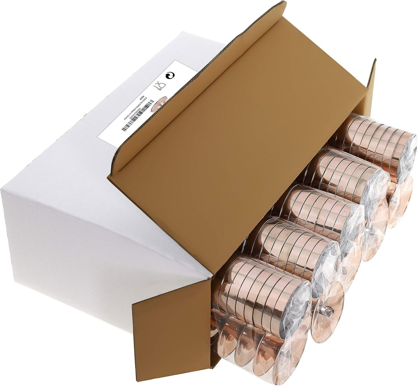 I00000 50 Pack Rose Gold Plastic Champagne Flutes, 5 Oz Fancy Rose Gold Champagne Glasses Plastic Classicware Toasting Glasses Disposable Party Cocktail Cups for Wedding & Party