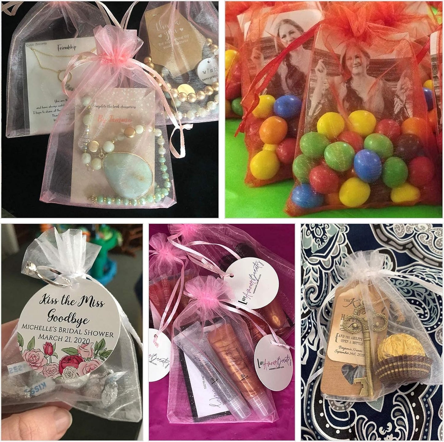 ANZNKU 50 Pack Organza Bags 4 x 6 inch Small Bags, Favor Bag, Sheer Mesh Bag, White Gift Pouches with Drawstring, Organza Favor Pouches, Packaging Pouch for Wedding Party Christmas