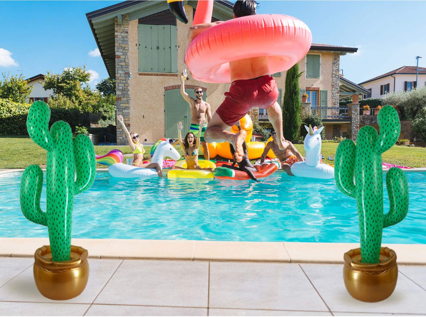 GiftExpress 2 Pack Inflatable 36" Cactus Prop Décor for Mexicano Fiesta Theme Party Decorations