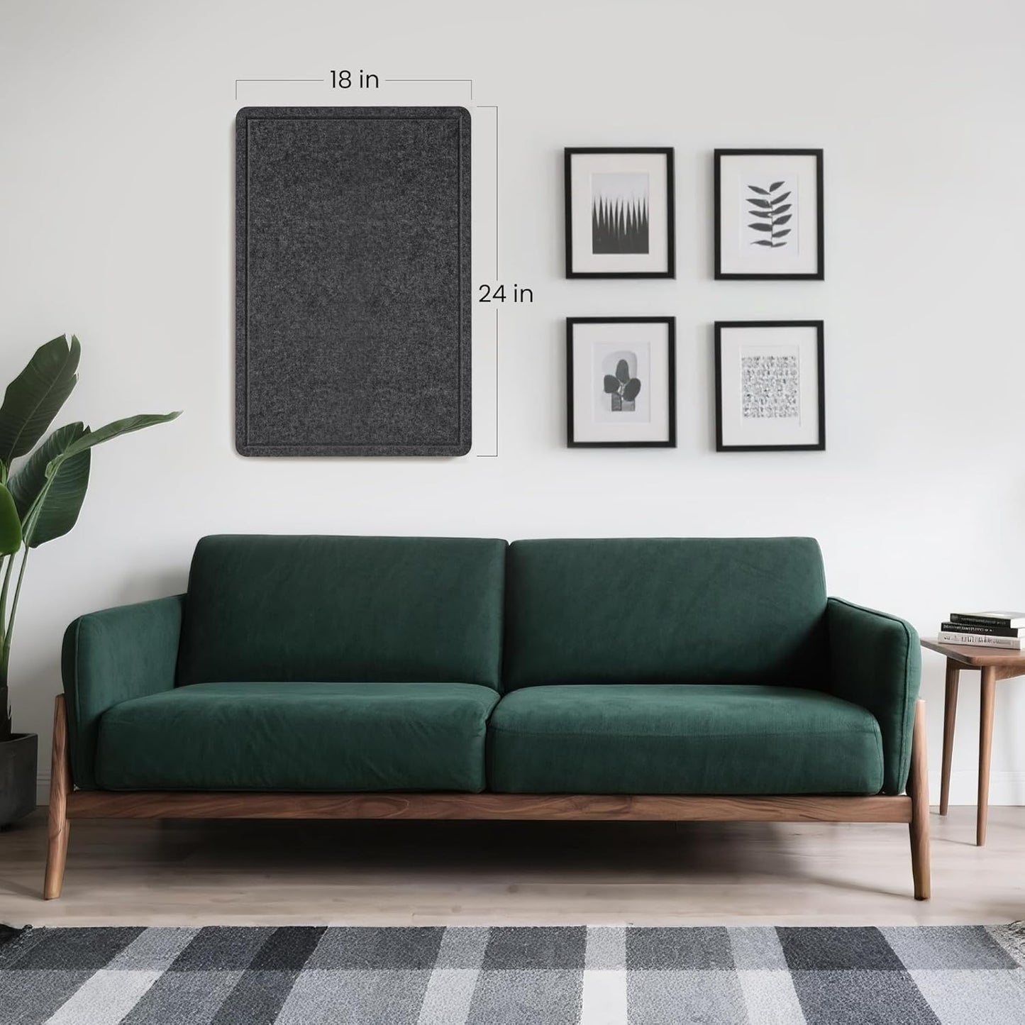 Bulletin Board, 24x18 inches Decorative Felt Pin Board, Cork Board Alternative for Wall, Foldable Photo Board Self-Adhesive Vision Board Mood Board with 20 Pushpins-Dark Gray