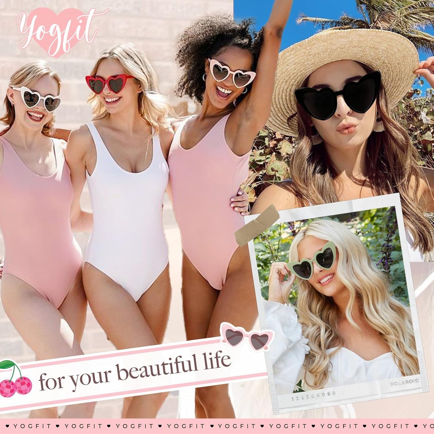 YOGFIT Heart Sunglasses for Women Fashion Classic Love Eye Protection Sunglasses Vintage Cute Heart Sunglasses