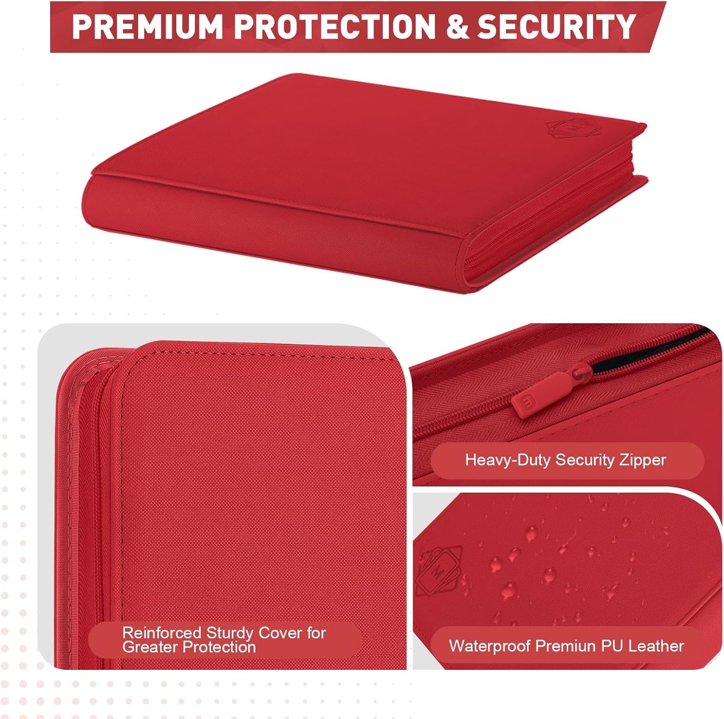 Premium Card Binder 12 Pocket for 720 Pockets Trading Card Binder, PU Zipper Card Collection Album, Sturdy Side-Loading Card Book Holder for MTG, TCG, Game Cards, Sports Cards