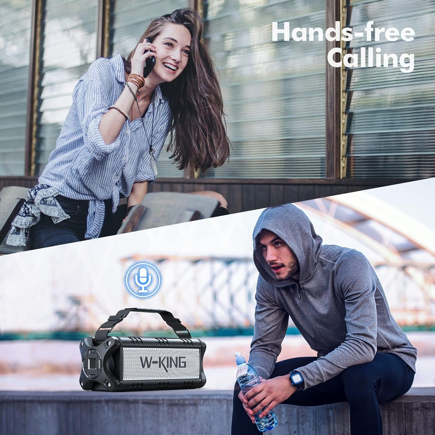 W-KING 90W Peak 50W RMS Powerful Bluetooth Speaker - IPX6 Waterproof, Large Outdoor Portable Wireless Deep Bass, 40H Playtime, Power Bank, TF-Card, AUX, NFC, EQ