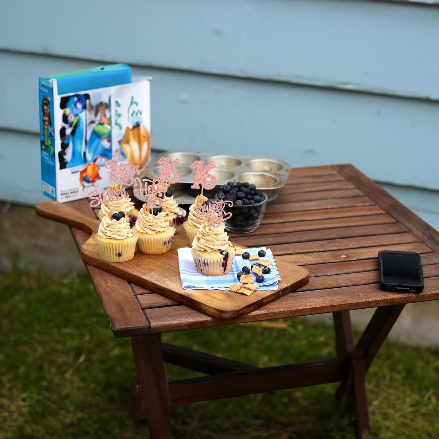 30pcs 16th Birthday Cupcake Toppers - Sixteen Happy Cupcake Picks, Cheers to Sweet 16 Cake Decorations in Rose Gold Glitter