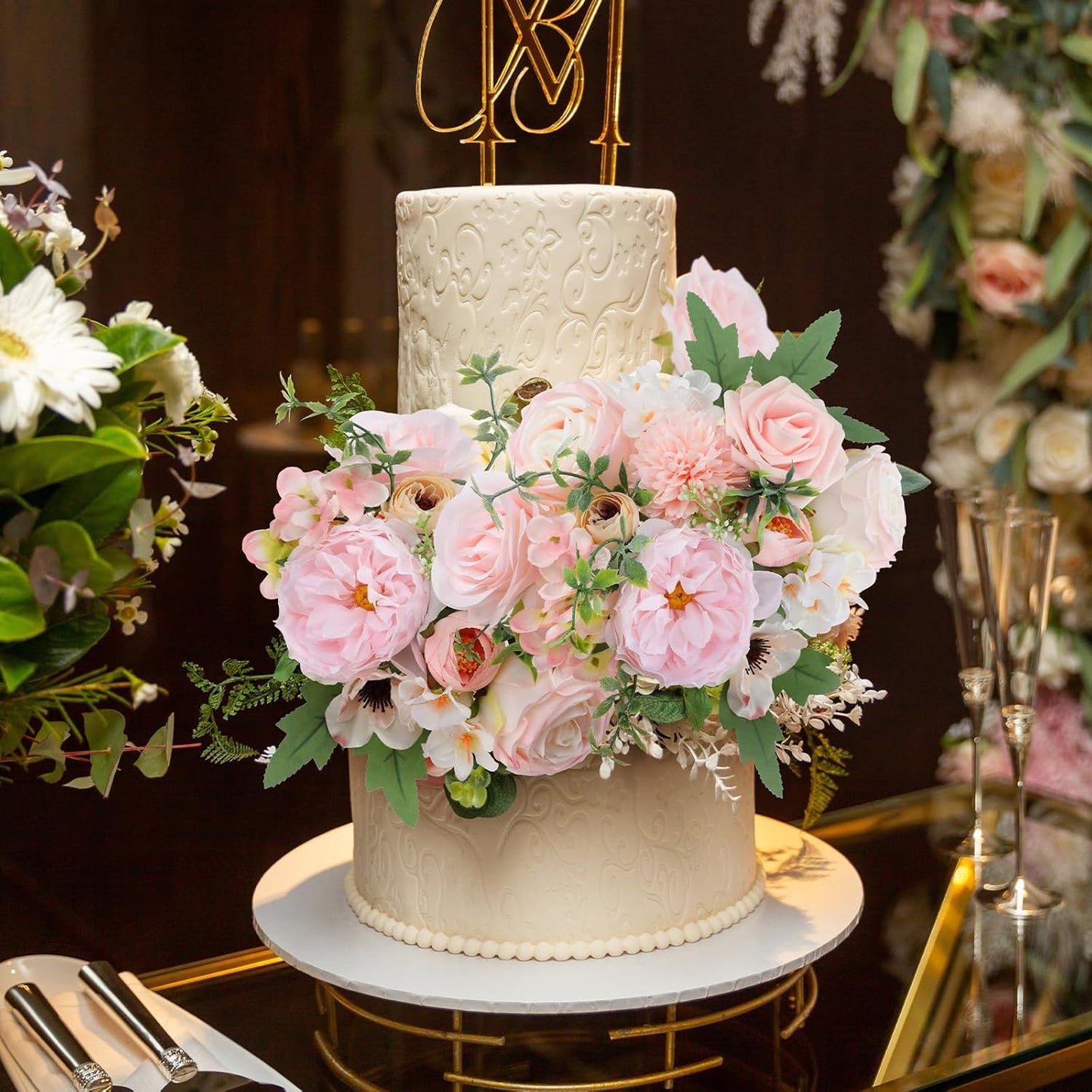 Artificial Flowers Combo for DIY Wedding Bouquets Combo Centerpieces Arrangements Party Bridal Baby Shower Home Decorations-Blush Pink