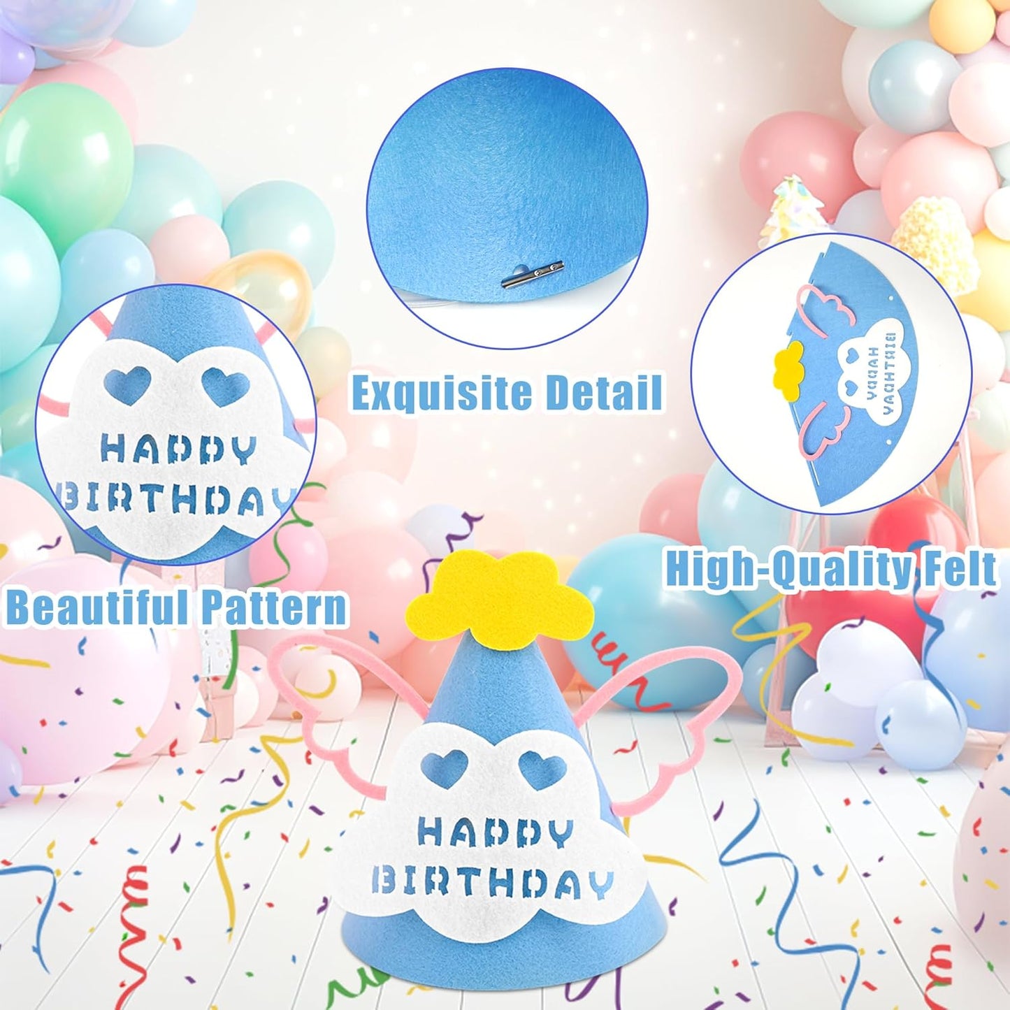 CANREVEL 12 PCS Party Hats for Kids and Adults, Party Headwear, Happy Birthday Hats, Birthday Party Decorations