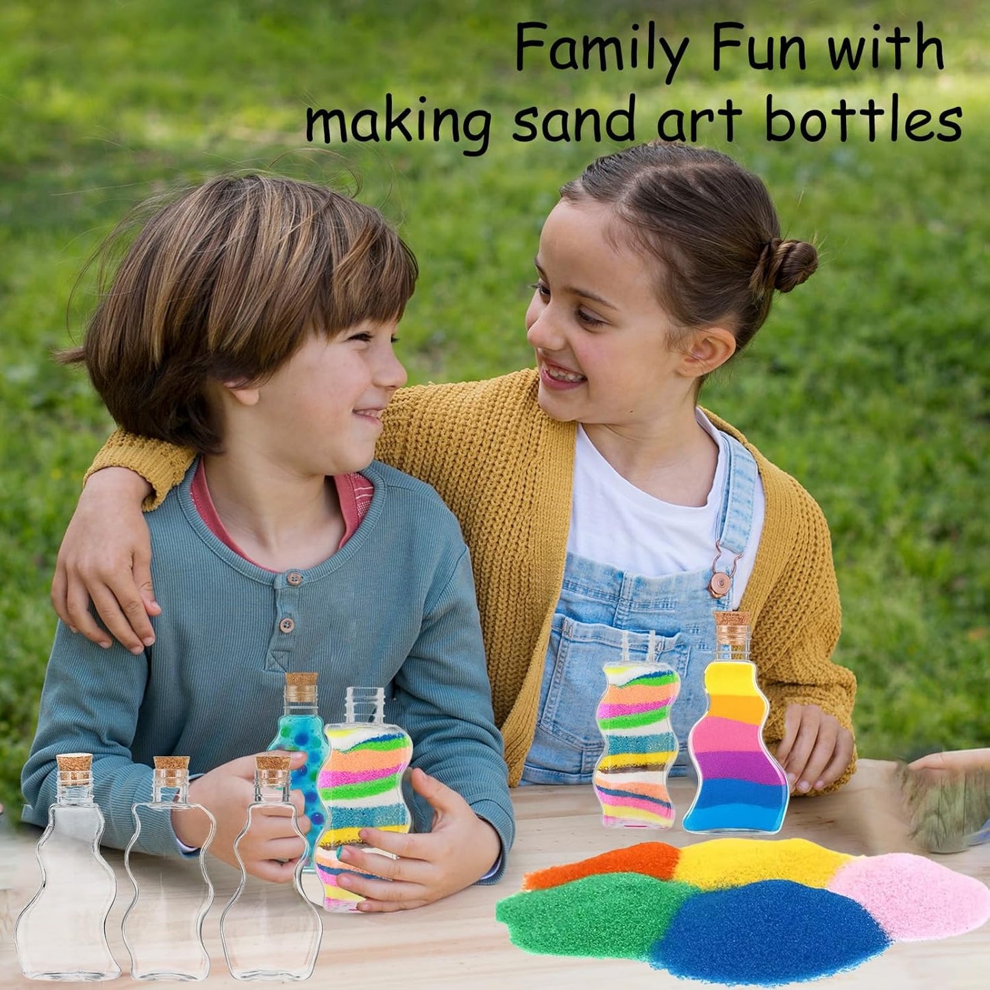 60 Pcs Plastic Sand Art Bottles with Corks and Funnels, 2.5 oz Clear Containers in 3 Styles for Wedding Invitations, Fun Crafts, DIY Projects, Party Decorations