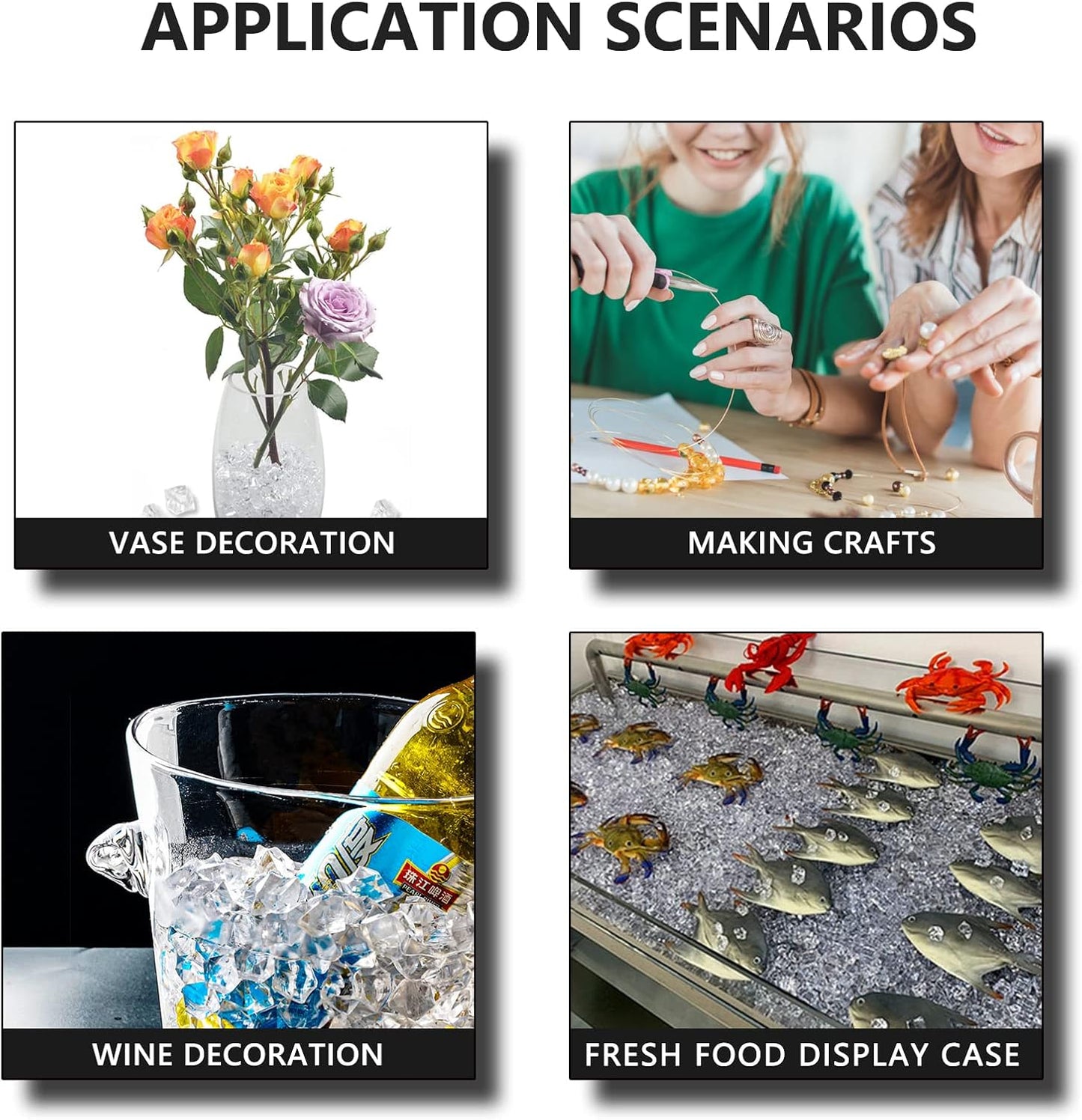 Fake Ice Rocks, 140PCS Big Acrylic Rocks Plastic Diamonds, Vase Fillers Table Scatter