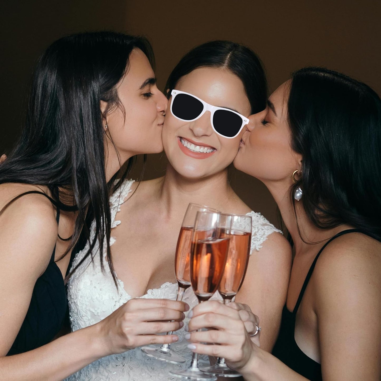 18pcs Bridesmaid Scrunchies Proposal Gifts Bachelorette Hair Claws Clips Girls heart sunglasses for Wedding Party Favors(light Blue )