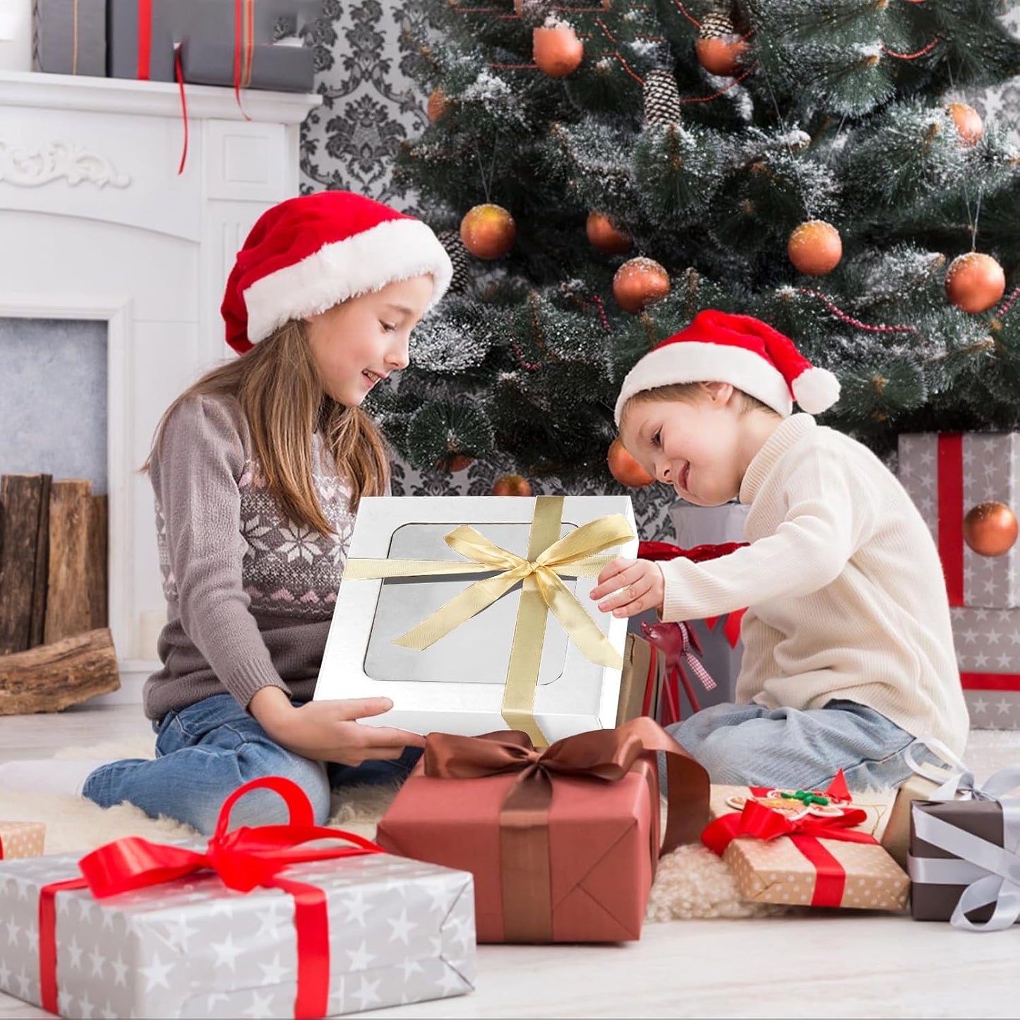 White Gift Boxes with Window,7.5"x7.5"x3.1" Bridesmaid Boxe for Gift Giving,Birthday Gift Box with Magnetic,Closure Lid Gift Boxes for Presents,Cute Boxe,Luxury for Gift Packaging,Gift Box for Wrapping Gifts