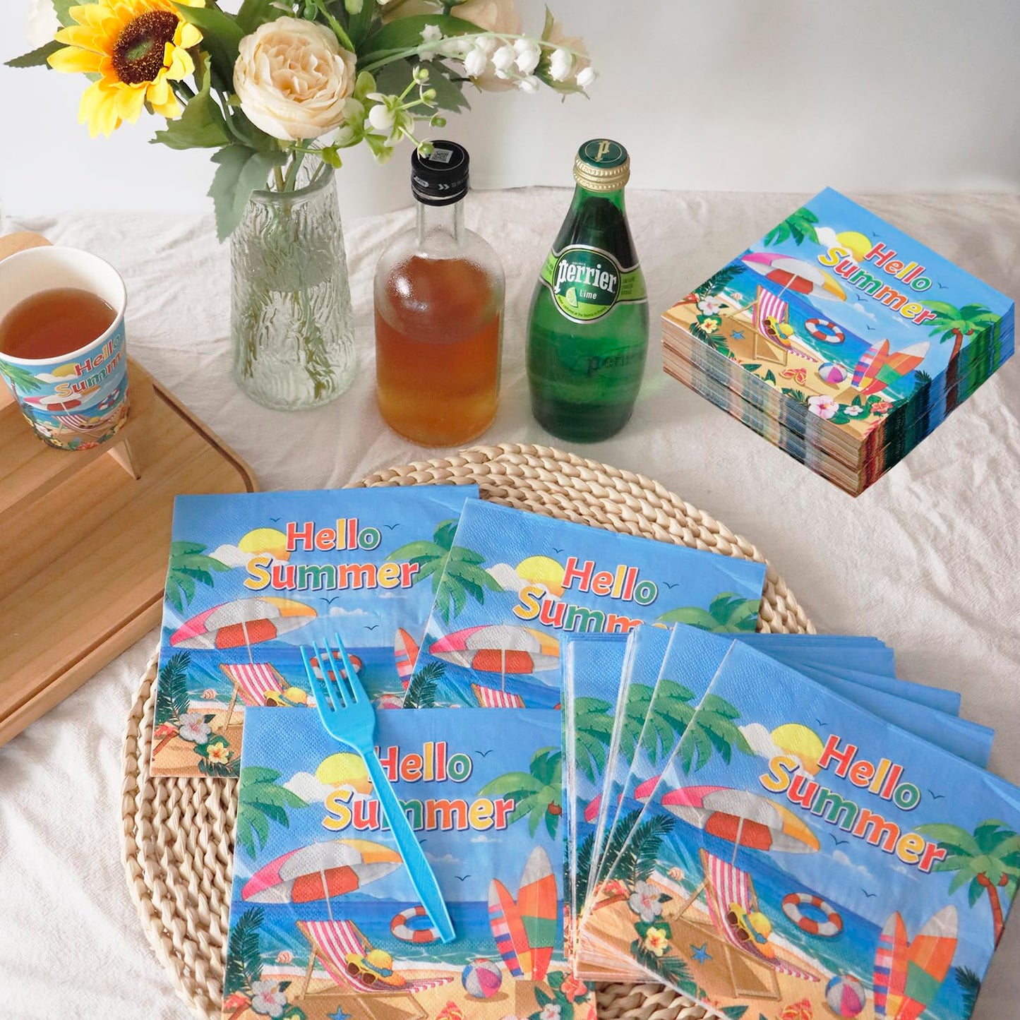 Decodinli 50 PCS Summer Beach Party Paper Napkins, Beach themed Disposable Napkins, Beach Birthday