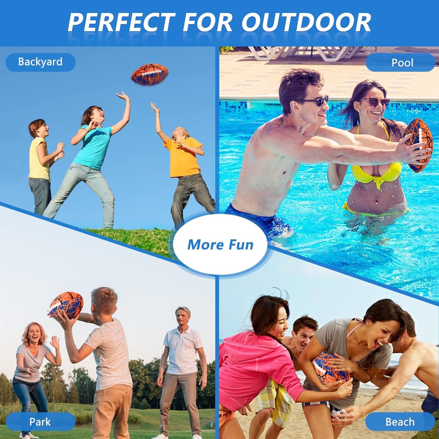 Jasonwell Pool Beach Water Football - Strong Grip Waterproof Soft Football for All-Weather Play Pool Toys Beach Games Backyard Outdoor Sports Toy Christmas Birthday Gifts for Kids Boys Teens Adults