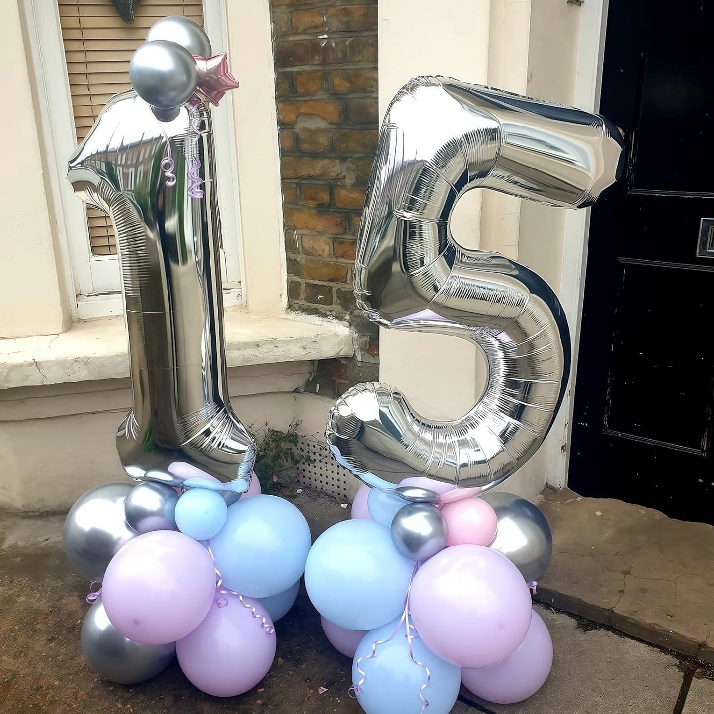 Large Silver 14 Balloon Numbers, Foil Number 1 and 4 Helium Balloon, 40 Inch Mylar Self Inflating Number 14 Balloon Set for Girls Boys 14th Birthday Party Decor Women Anniversary Decorations Supplies