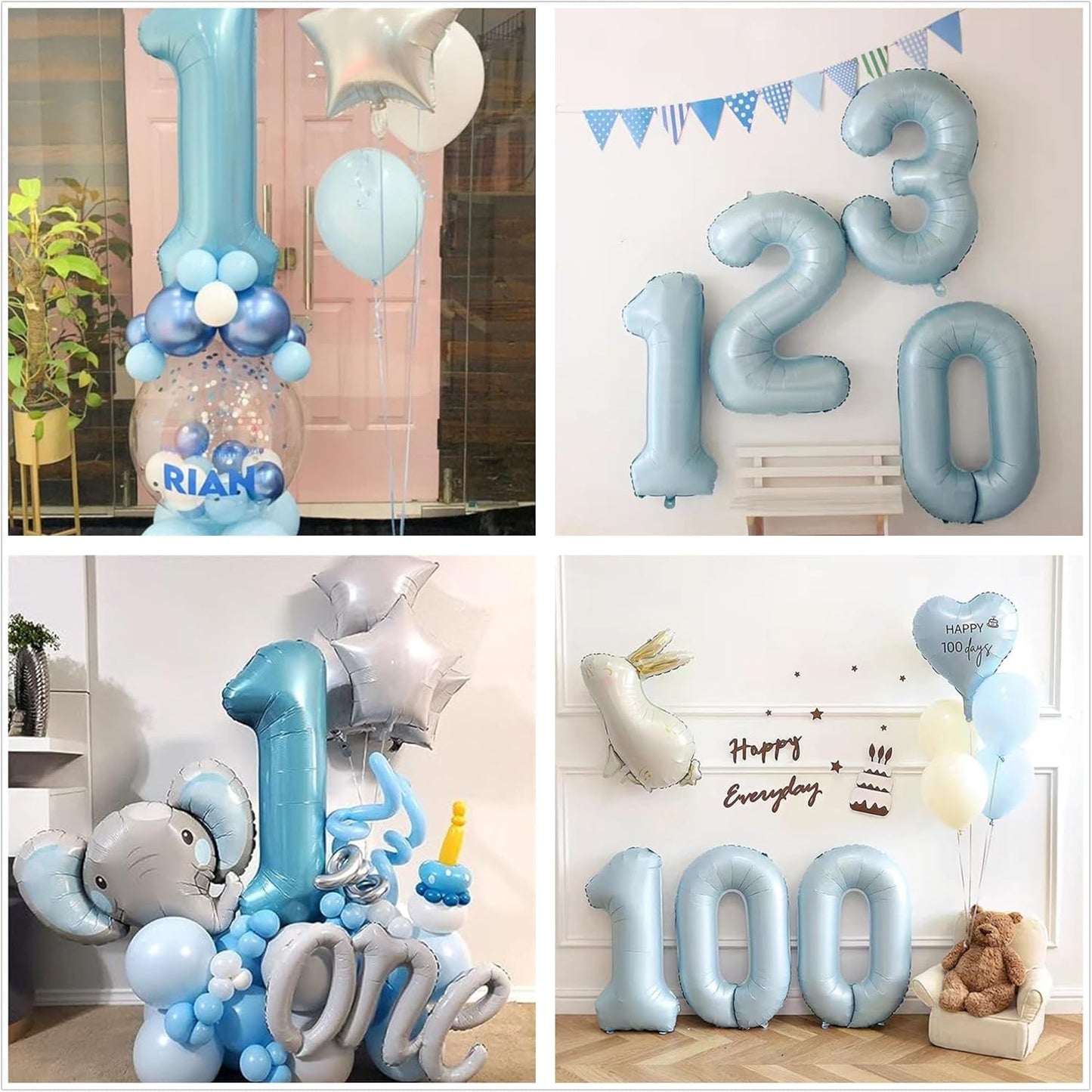 40 Inch Light Blue Number 0 Balloon Foil Balloons 0 for Kids Birthday Party Large Self Inflating Light Blue Foil Number Balloons (Blue No 2) …
