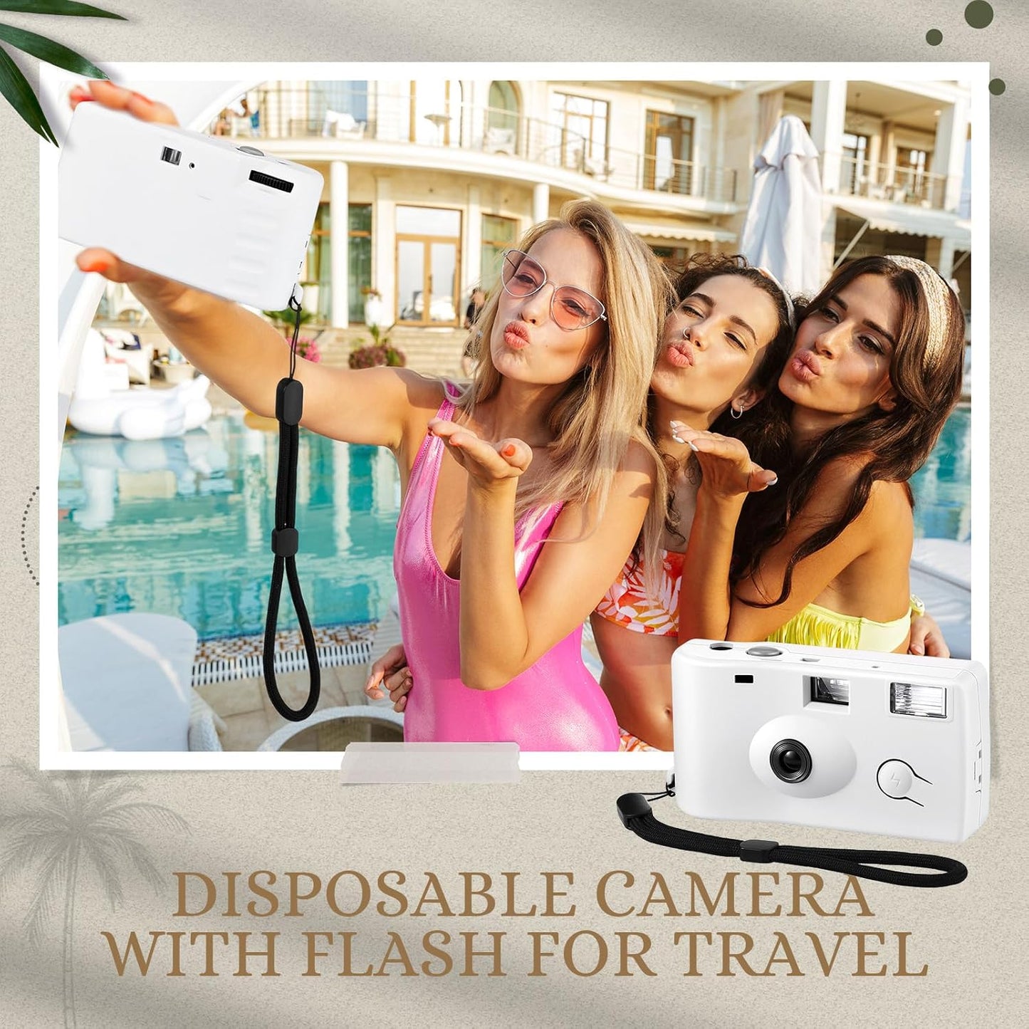 Treela 2 Pcs White Disposable Camera for Wedding Flash Film Camera 35mm 200ISO 17 Film Single Use Camera for Bridesmaid Birthday Anniversary Party Gift