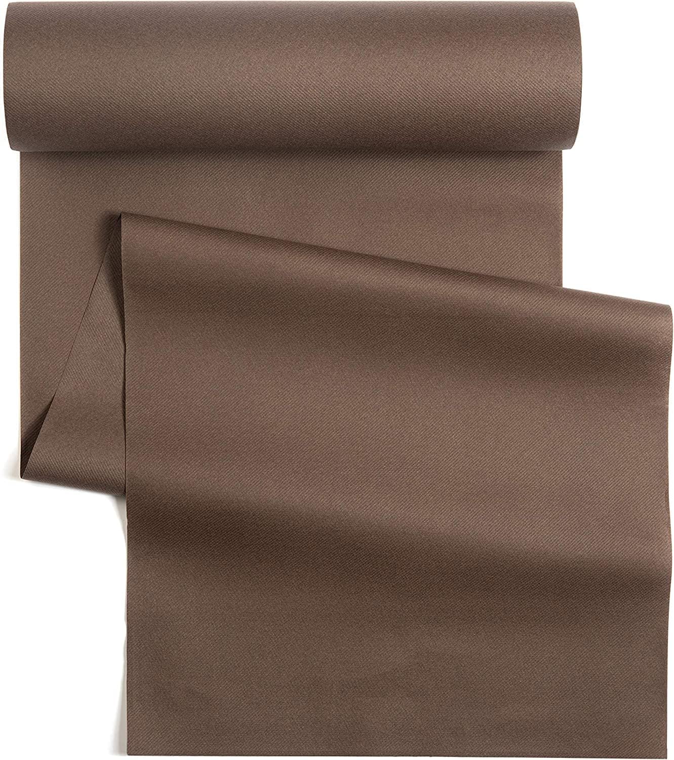 American Homestead Paper Table Runner Roll - 78 ft. Disposable Linen-Like Table Cover Roll - 20 Perforated Table Runners (16" x 48") for Parties, Weddings, and Events - Dark Brown