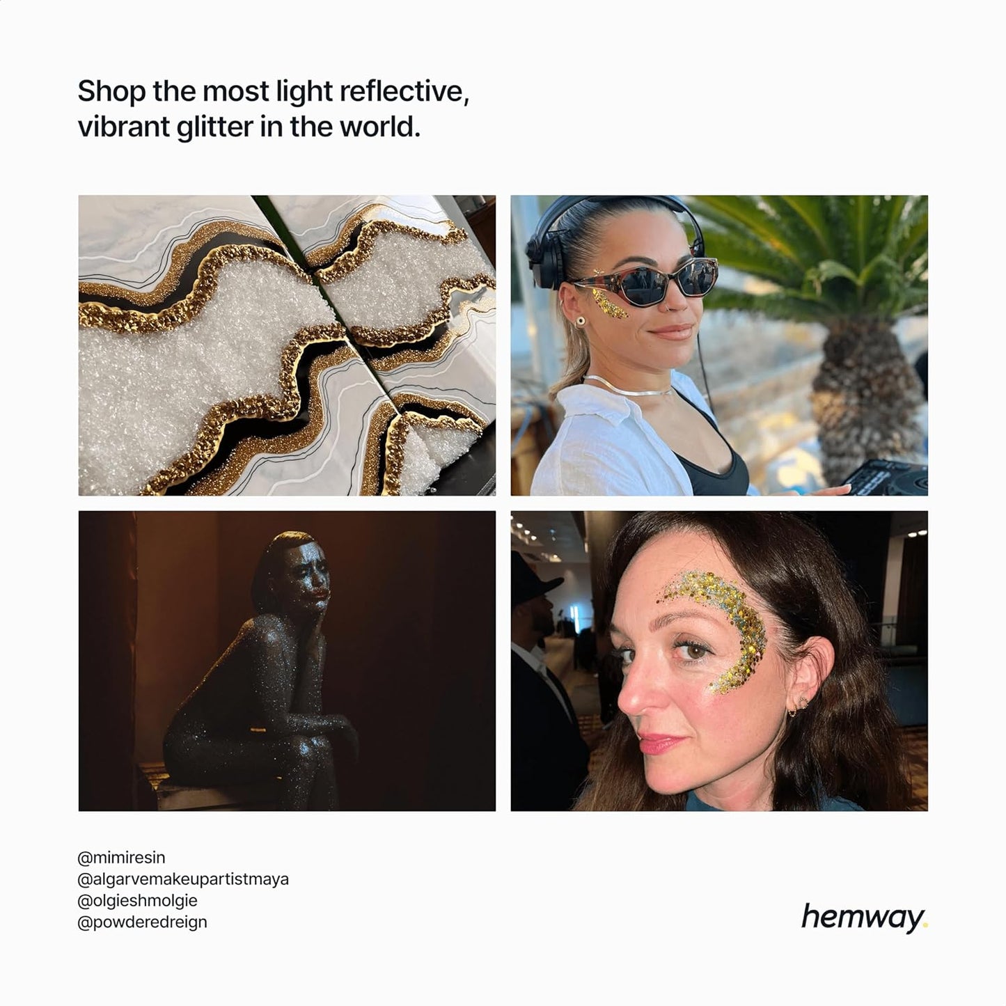 Hemway Eco Friendly Biodegradable Glitter 100g / 3.5oz Bio Cosmetic Safe Sparkle Vegan for Face, Eyeshadow, Body, Hair, Nail and Festival Makeup, Craft - Ultrafine (1/128" 0.008" 0.2mm) - Gold