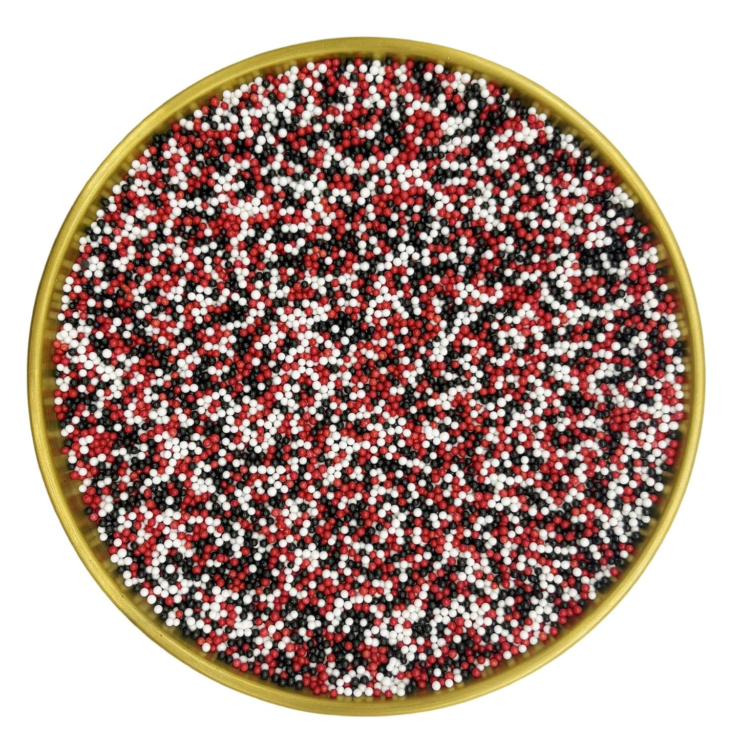 Edible Red & Black & White Sprinkles Candy 2mm Mini Pearls Cake Decorations Cupcake Toppers Cookie Decorating Perfect for Wedding Party Valentine Halloween Christmas Supplies 3OZ
