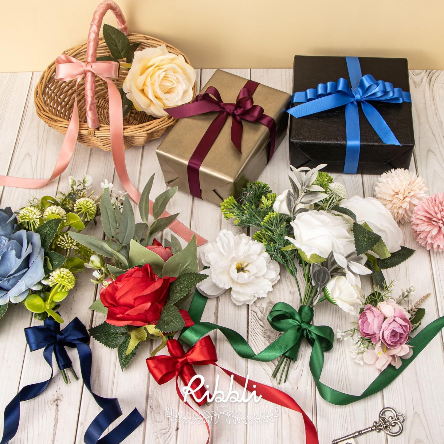 Ribbli Burgundy Satin Ribbon 5/8 inch x Continuous 25 Yards,Double Faced Satin Use for Craft, Gift Wrapping, Christmas Ornaments, Hair Bows, Bouquet Bows