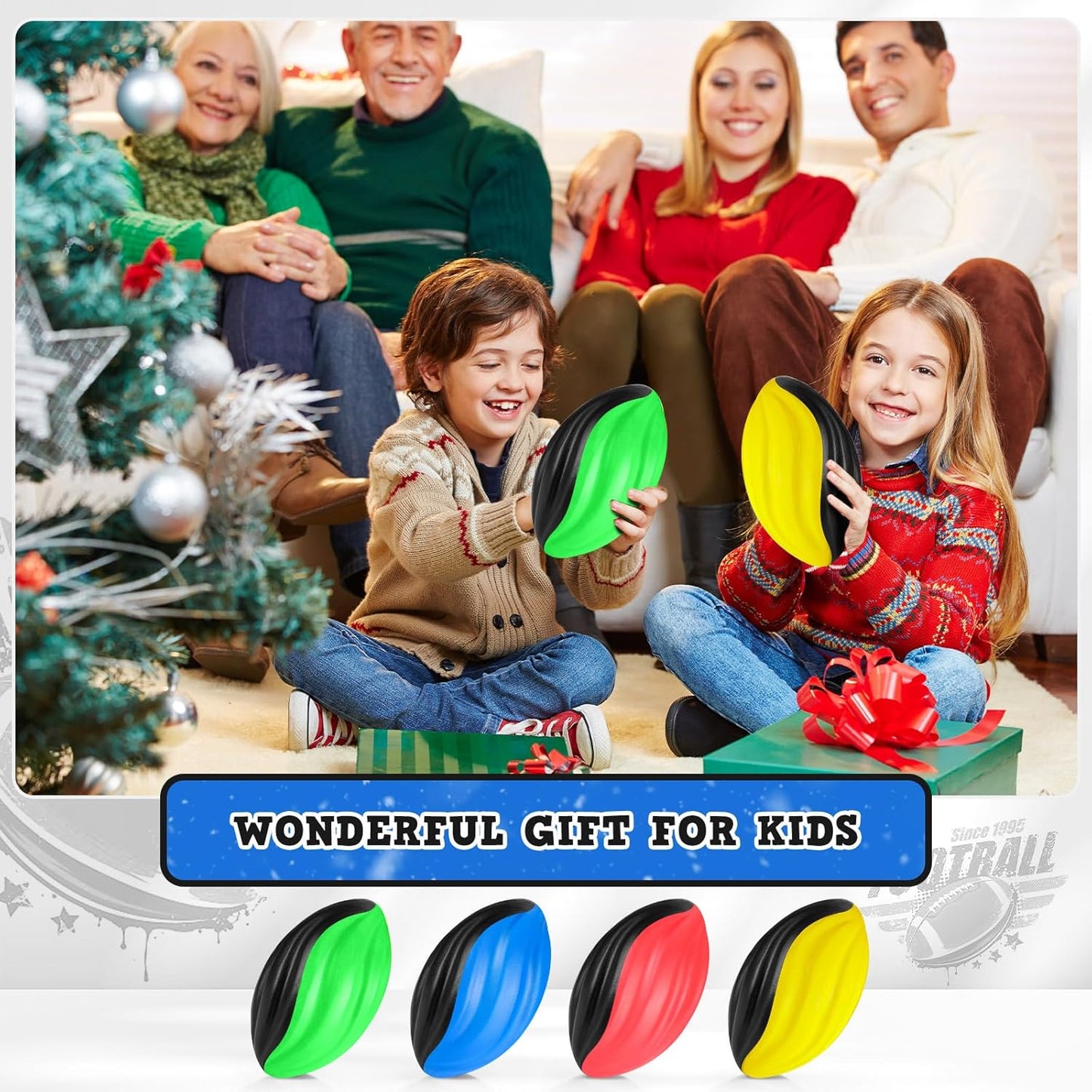 Jerify 20 Pack Mini Footballs Bulk 7 Inch Small Toy Footballs Spiral Foam Soft Sports for Indoor Outdoor Play Game Kids Party Supplies(Blue Color Series)