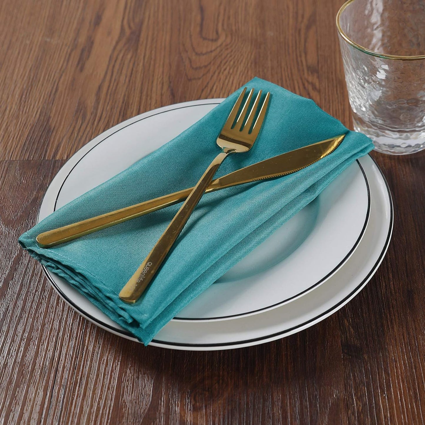 Cloth Napkins 17x17 inch Washable Polyester Dinner Napkins Soft Table Napkins for Wedding Party Dining Banquet(Teal,25PCS)