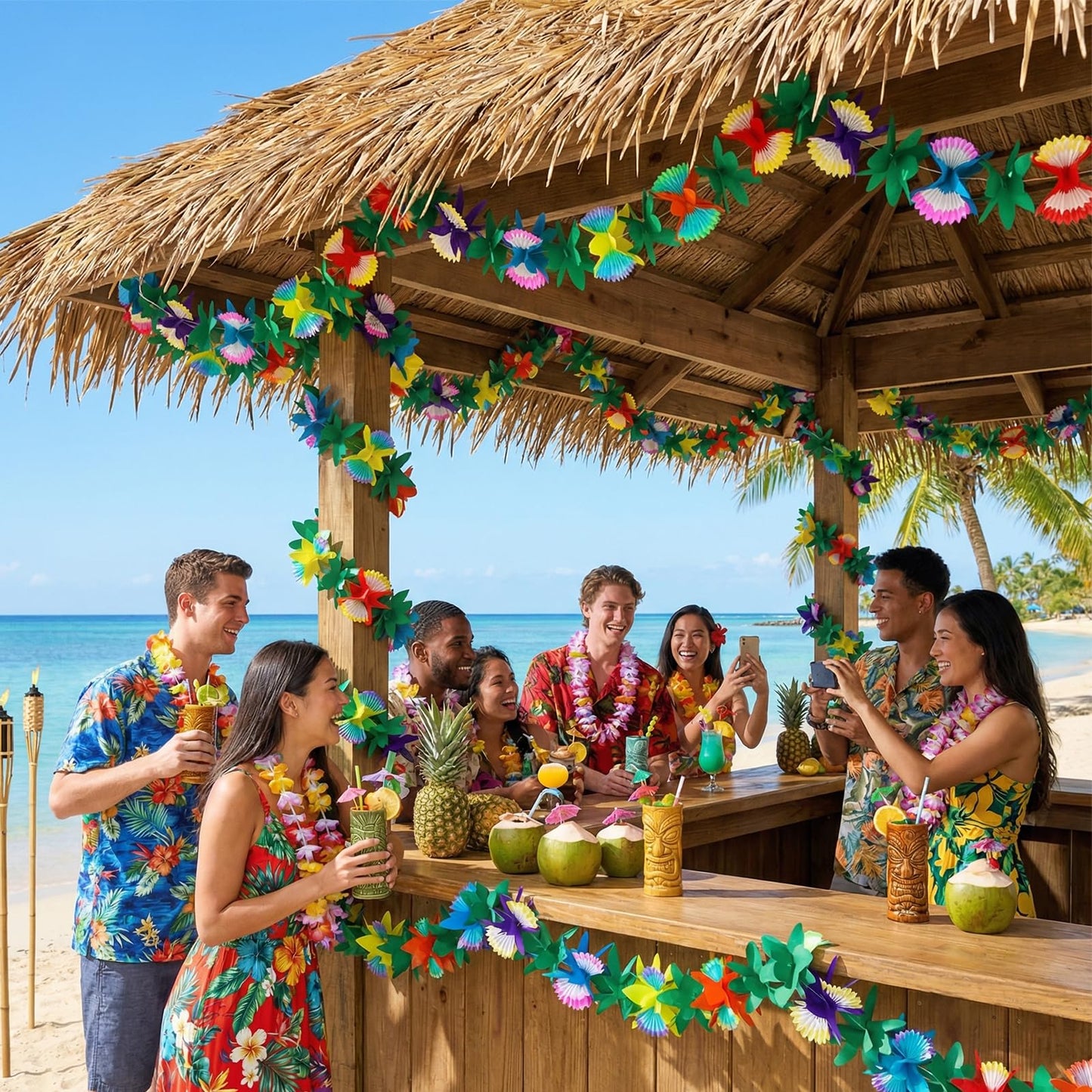 FUTUREPLUSX 2 Pack Tropical Garland Party Decorations, 20ft Summer Banner