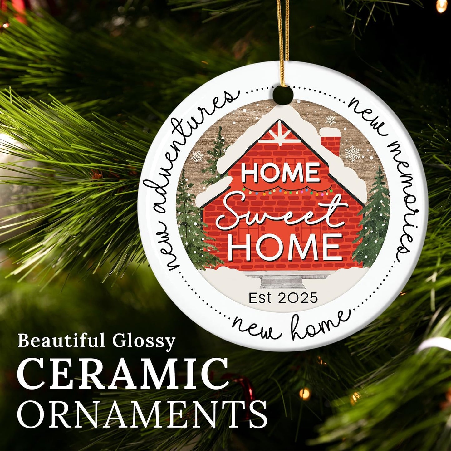 HEXMOZ New Home Ornament 2025 - Best Housewarming Gifts 2025 - New Home Gift Ideas - House Warming Gifts - First House Gift for Owners, Couples, Men, Women - Our First Christmas Ceramic Keepsake