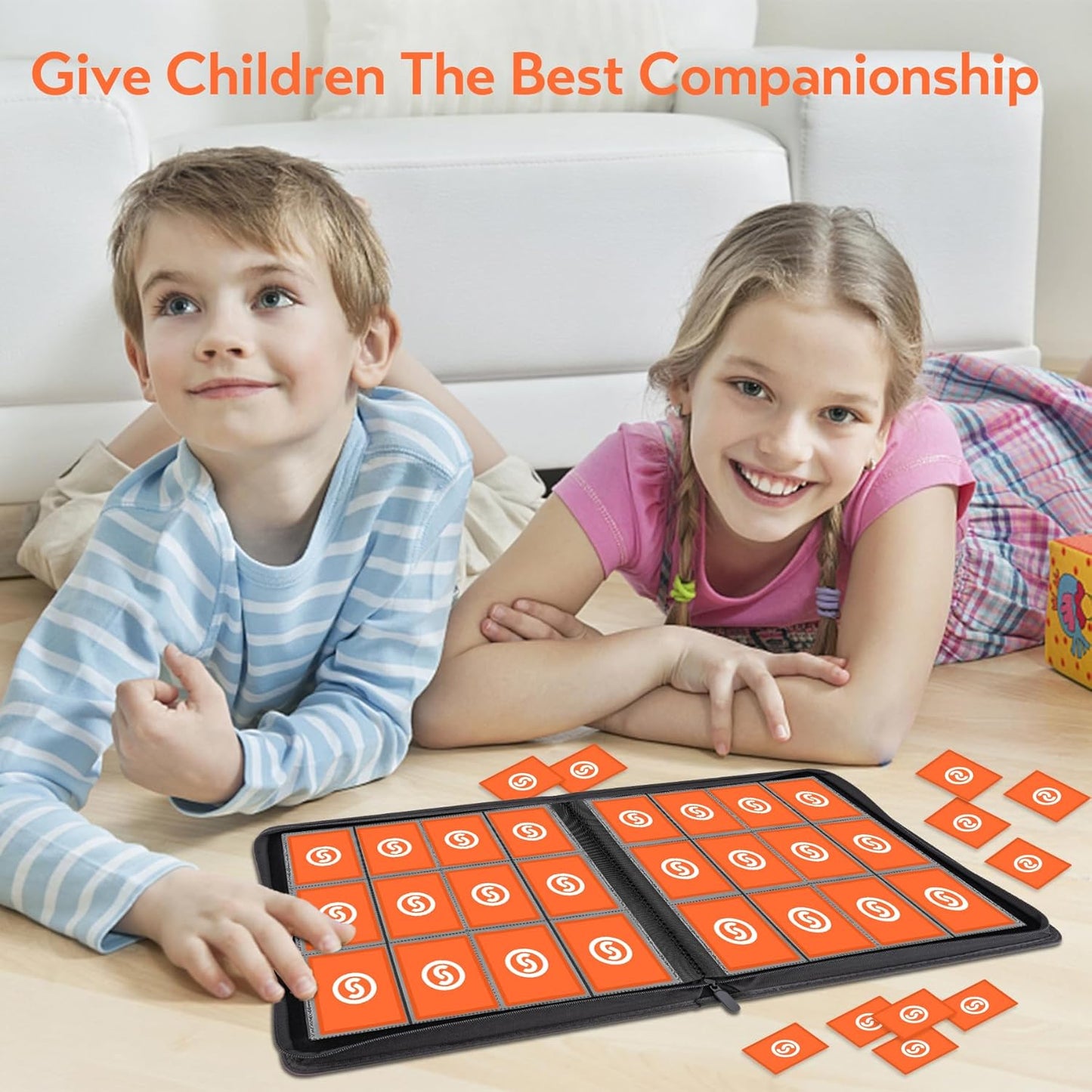 SMYV 12 Pocket Trading Card Binder, Premium PU Cover Card Binder for 720 Cards, Ringless Side Loading Card Collection Album Folders for MTG, TCG, Game Cards & Sports Cards (Orange)