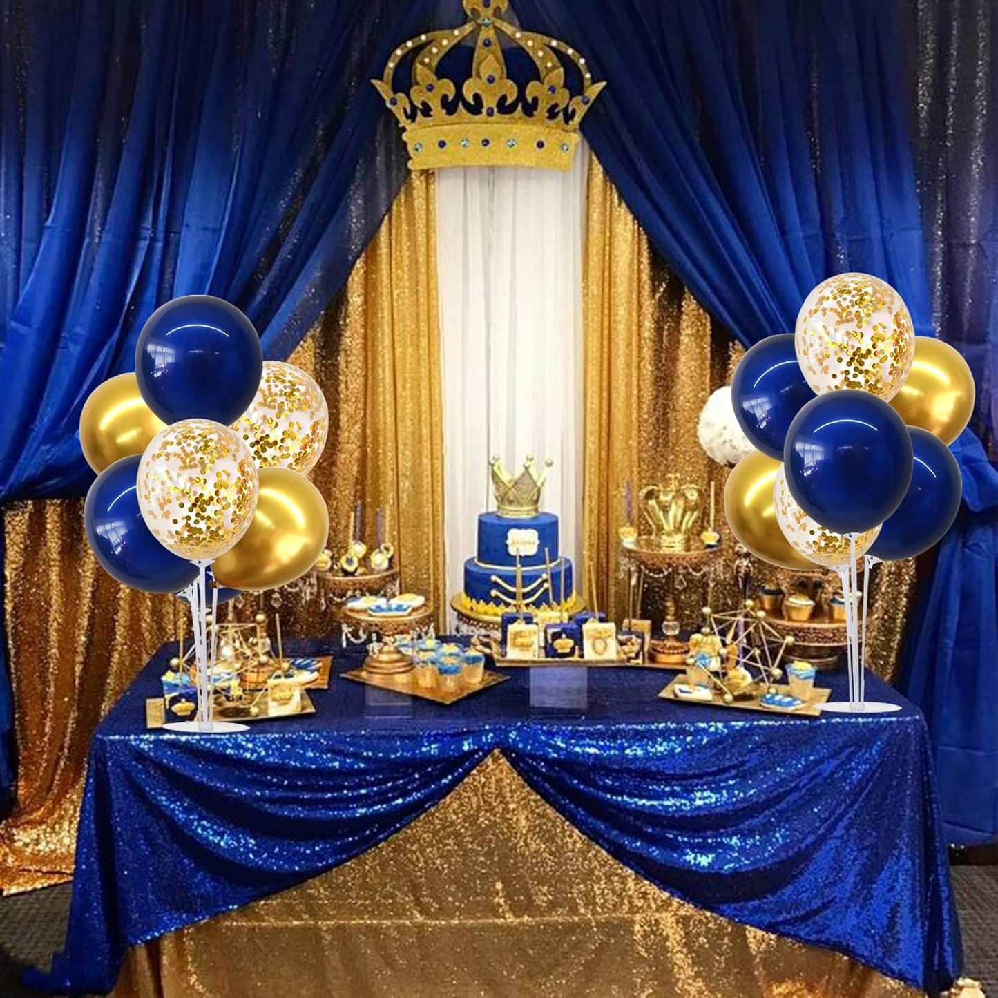 TONIFUL 6 Set Navy Blue Gold Balloon Centerpieces for Table,Balloon Arch Kit for Graduation Decorations 2025 Class of 2025 Party Decorations,New Year,Anniversary,Birthday Decoration