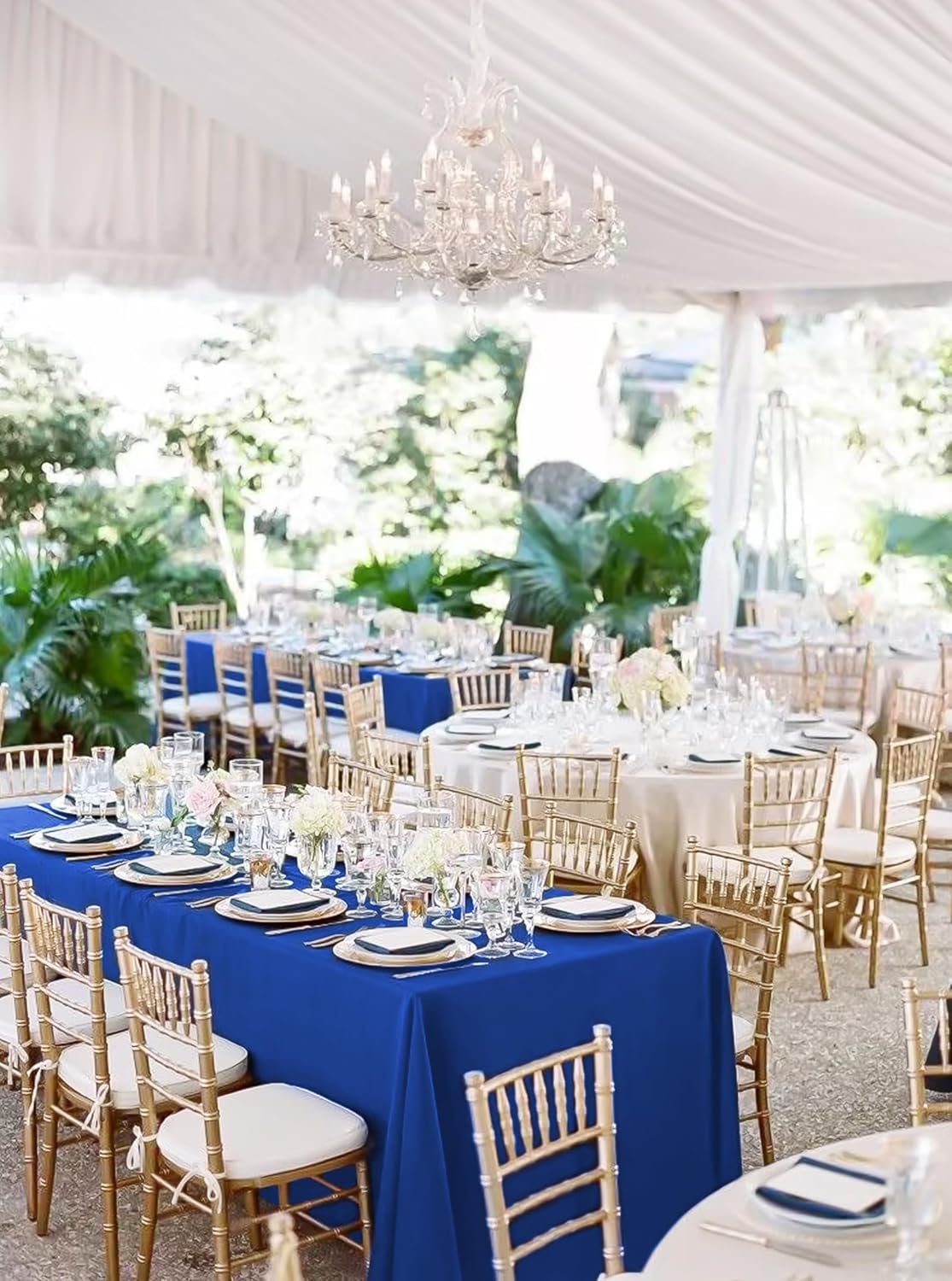 12 Packs 90 x 132 Inch Tablecloth, Royal Blue Polyester Table Cloth for 6ft Rectangle Tables,Washable Fabric TableCover for Wedding Banquets Parties Buffet Dining Table