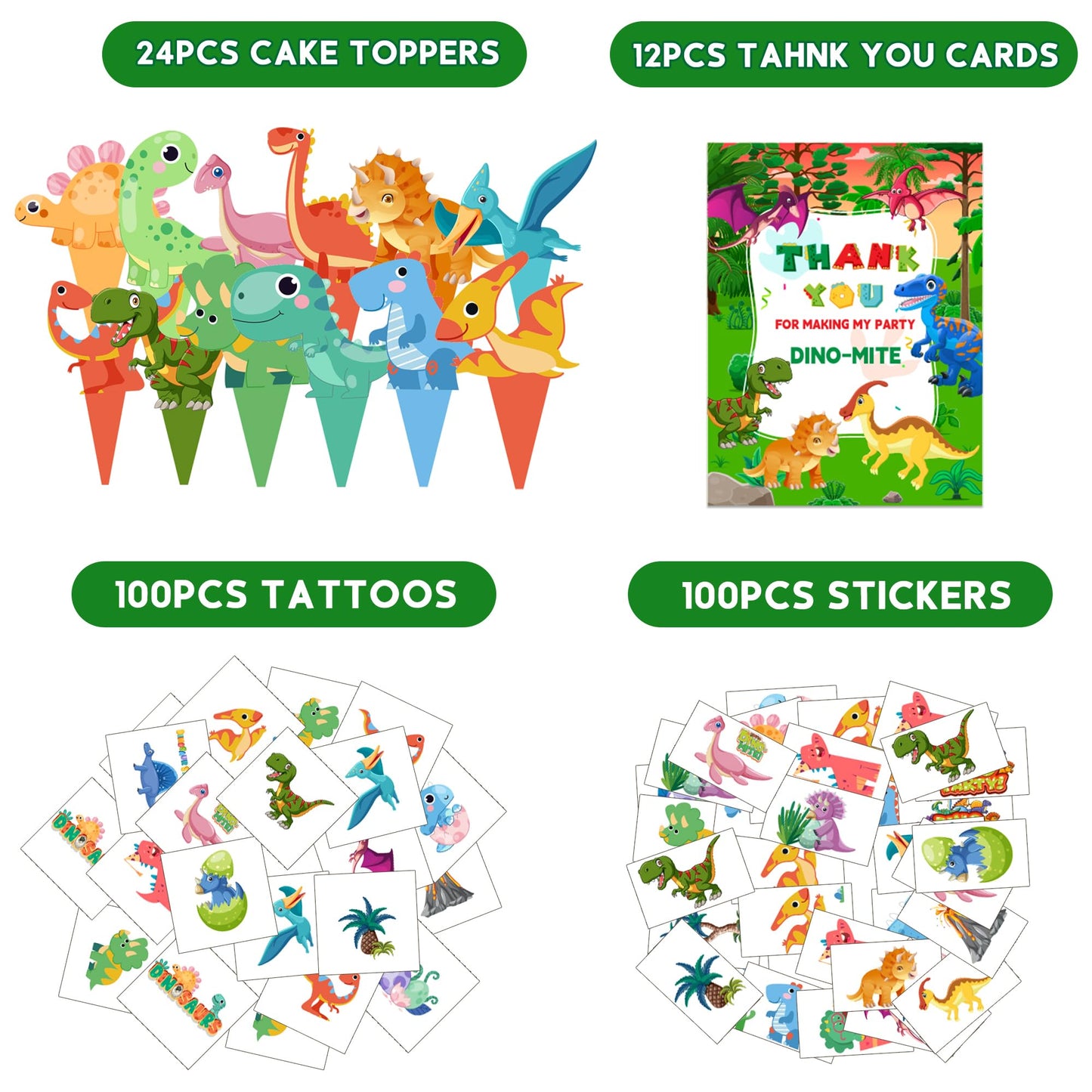 PLOUGVI 320PCS Dinosaur Birthday Party Decorations Favors Supplies, Dino Goodie Bags Fillers