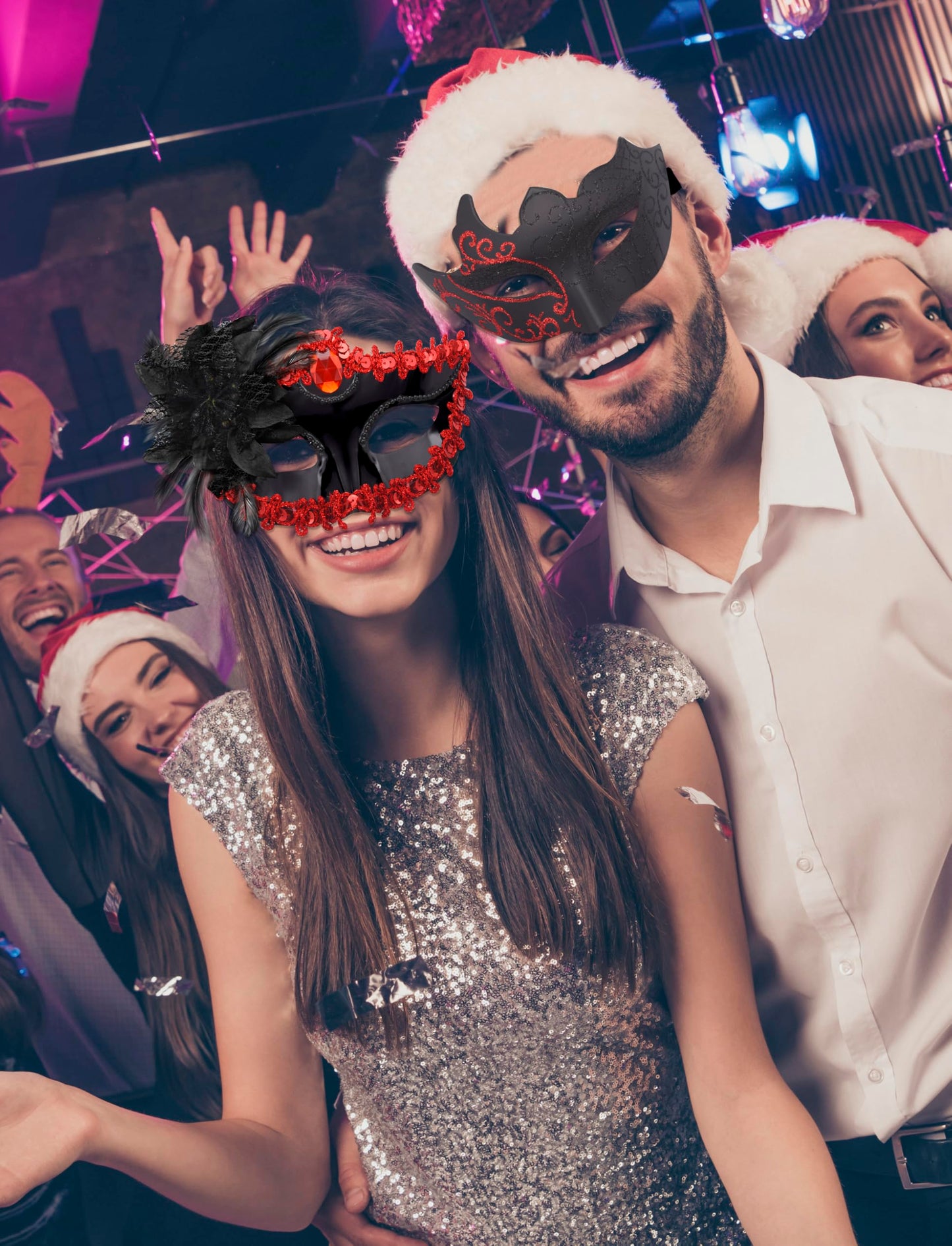 SIQUK 8 Pieces Couple Masquerade Mask Set Venetian Party Masks Mardi Gras Mask Costume Masks for