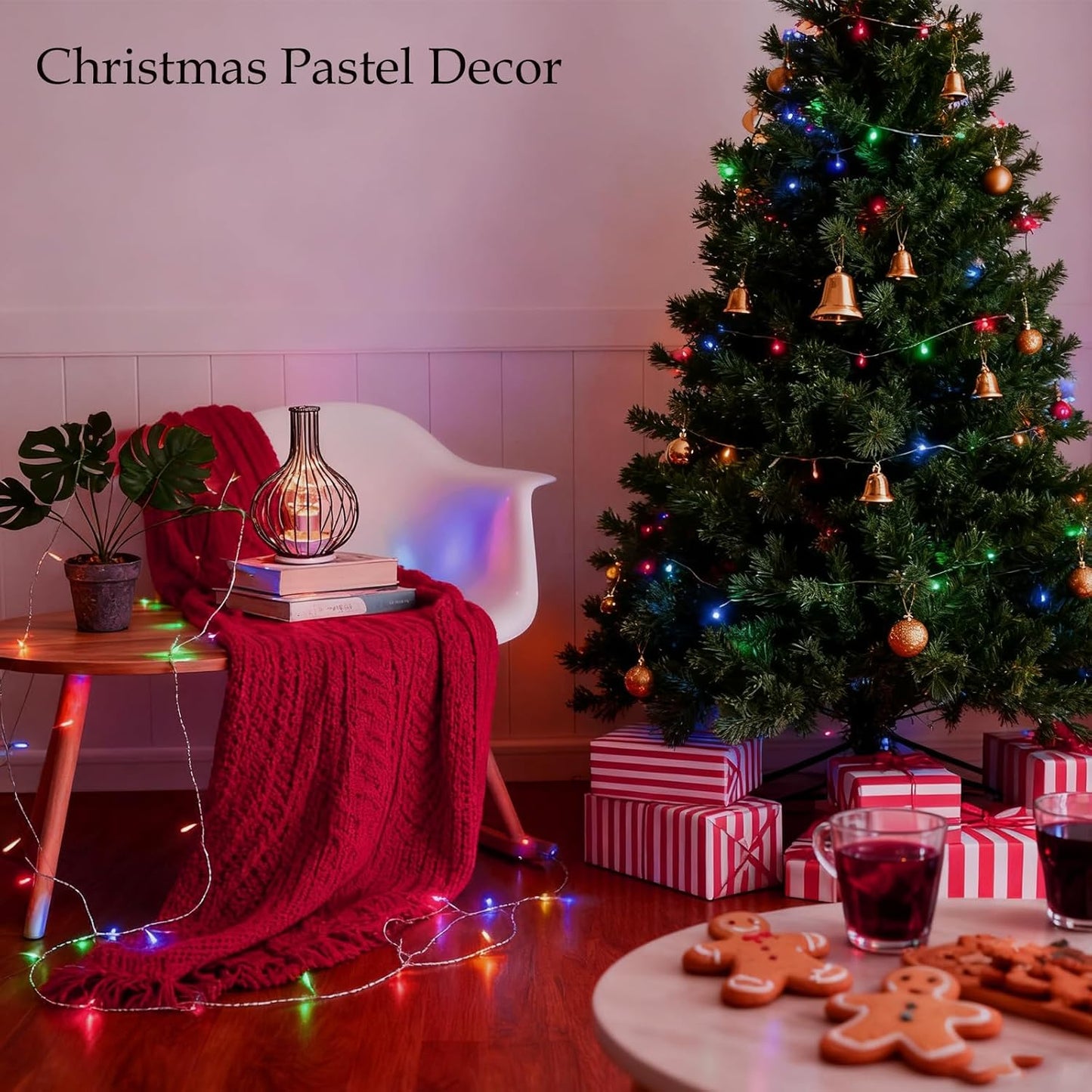 Pastel Plug in Easter String Lights, 33ft 100 LED Clear Wire Decorative Multicolored Christmas Birthday Wedding Party Lighting Up for Window Bedroom Tree Hanging Decorations (Multi Color)