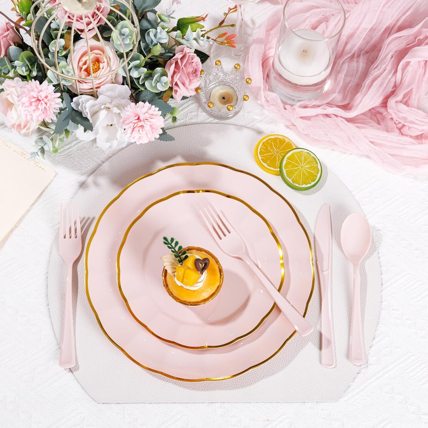 Supernal 300 Pieces Pink Plastic Silverware Heavy Duty Disposable Silverware Pink Utensils Disposable Cutlery Set 100 Forks 100 Knives 100 Spoons for Wedding Party Supplies Everyday Use