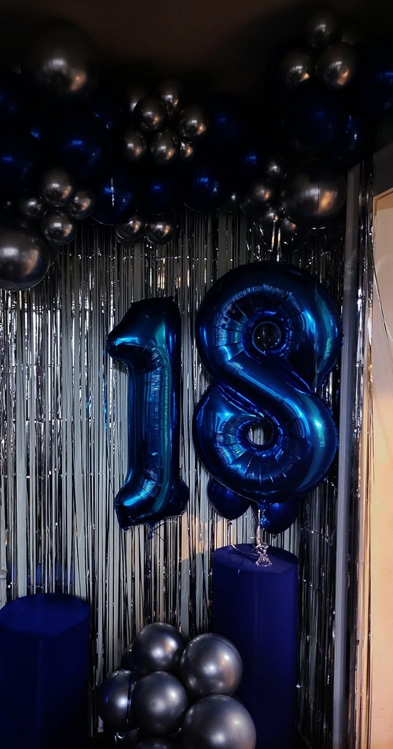 Helium Foil Night Blue Number 8 Balloon 40 Inch, Mylar Eight Numbers 8 18 28 38 48 58 80 88 Birthday Balloons, Night Blue Women Men Anniversary Graduations Party Supplies