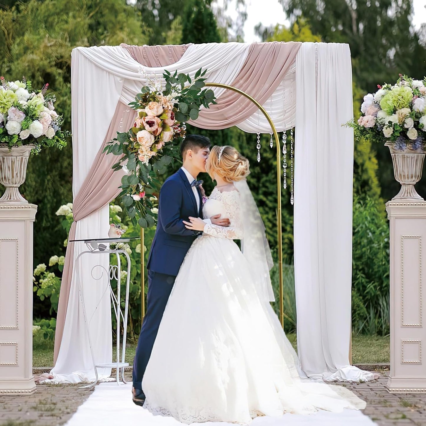 Wedding Arch Backdrop Stand 6.6FT Gold Wedding Balloon Arched Backdrop Stand Square Arch Frame for Birthday Party Bridal Baby Shower Ceremony Decoration