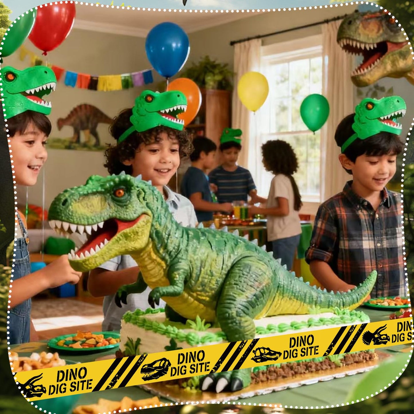 Nuanchu 2 Rolls 3'' x 98 Feet Dino Dig Site Caution Tape Party Decorations