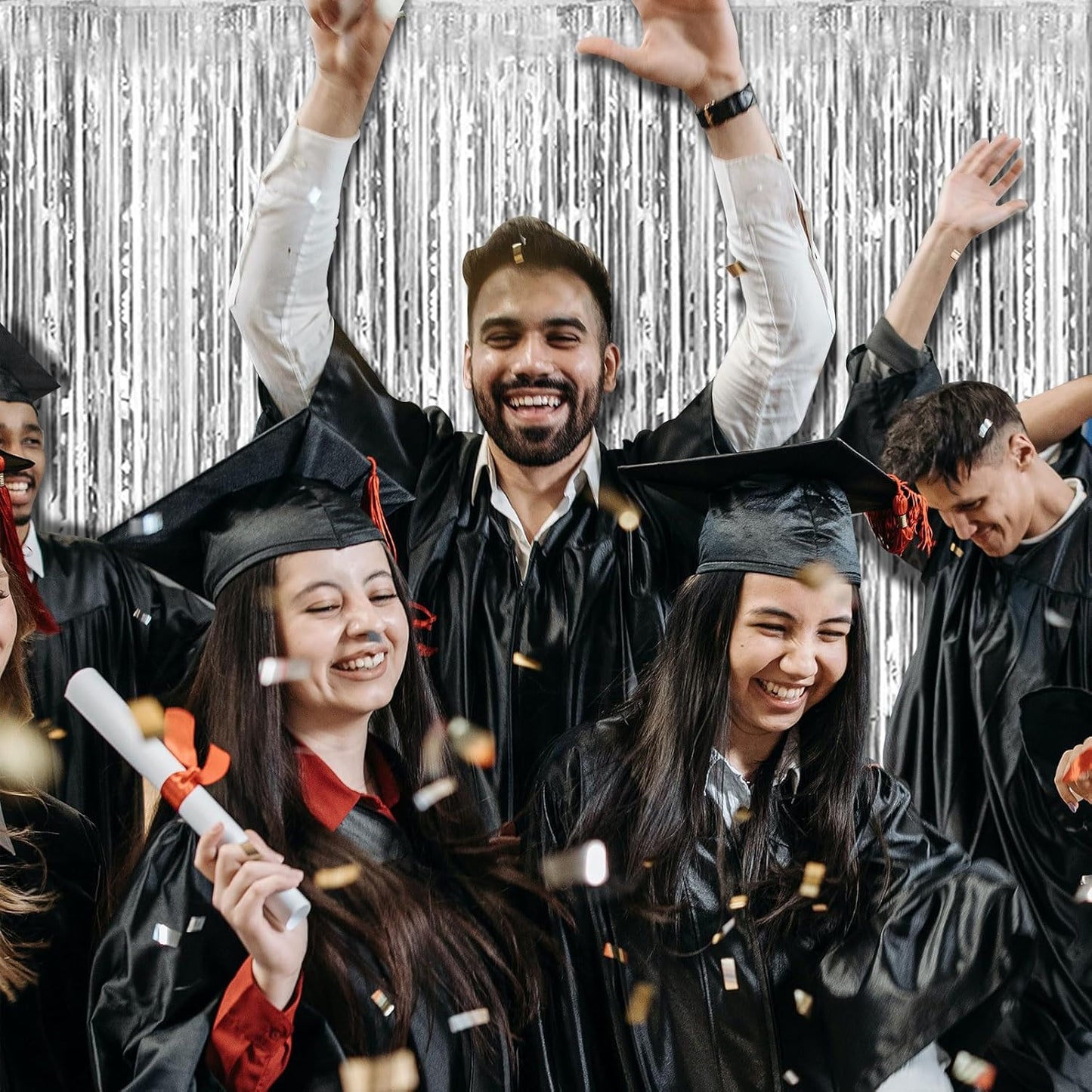 20 Pack Silver Backdrop Curtain Party Decorations Foil Fringe Backdrop Silver Tinsel Streamers Birthday Bachelorette New Year Christmas Wedding Baby Shower Disco Party Decorations