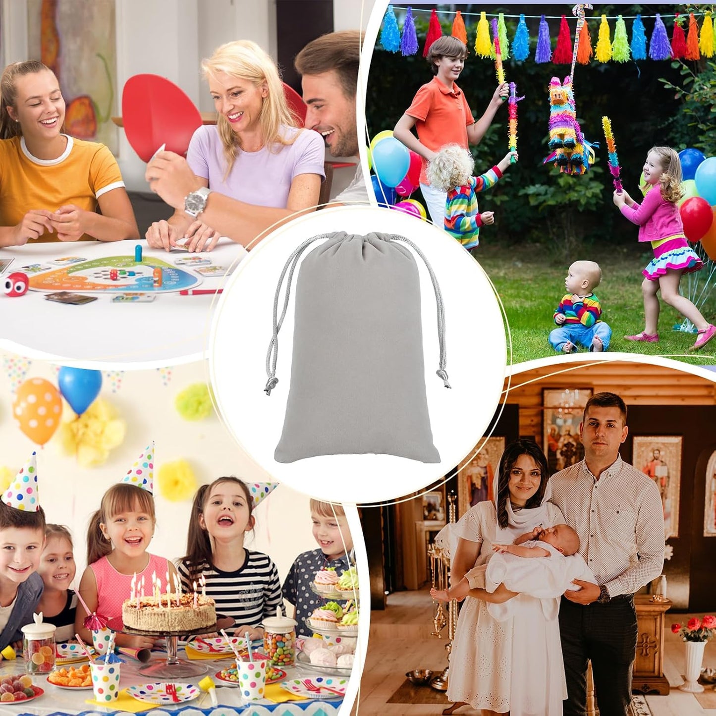 Velvet Drawstring Jewelry Bag, 50Pcs Grey Coin Pouch, 4x6 Dice Bag, for Wrapping Halloween Party Favors, Small Jewelry, Small Bussiness, Palm Crosses, Necklaces, Bracelet