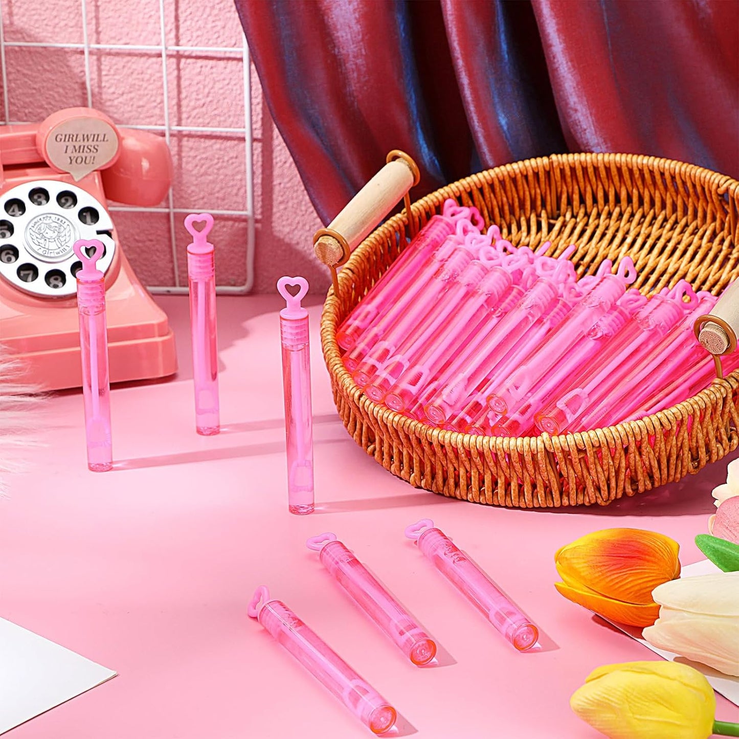 150 Pcs Bubble Wands Bulk for Wedding Party Mini Heart Wand with Bubble Solution for Wedding Bridal Showers Valentine Anniversary Graduation Birthday Supplies (Pink,Single Heart)