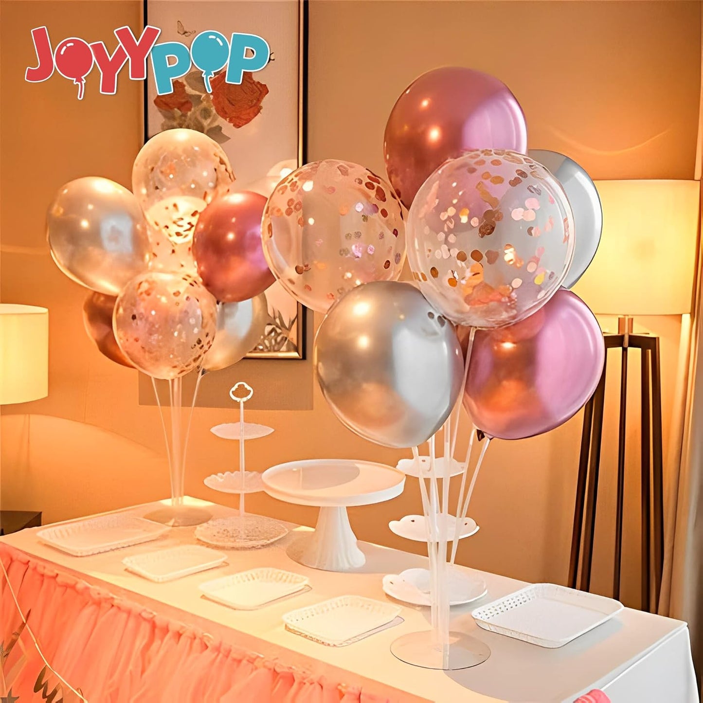 JOYYPOP 12 Sets Balloon Stand Kit For Table, Balloon Sticks with Base Birthday Graduation Party Decorations Wedding