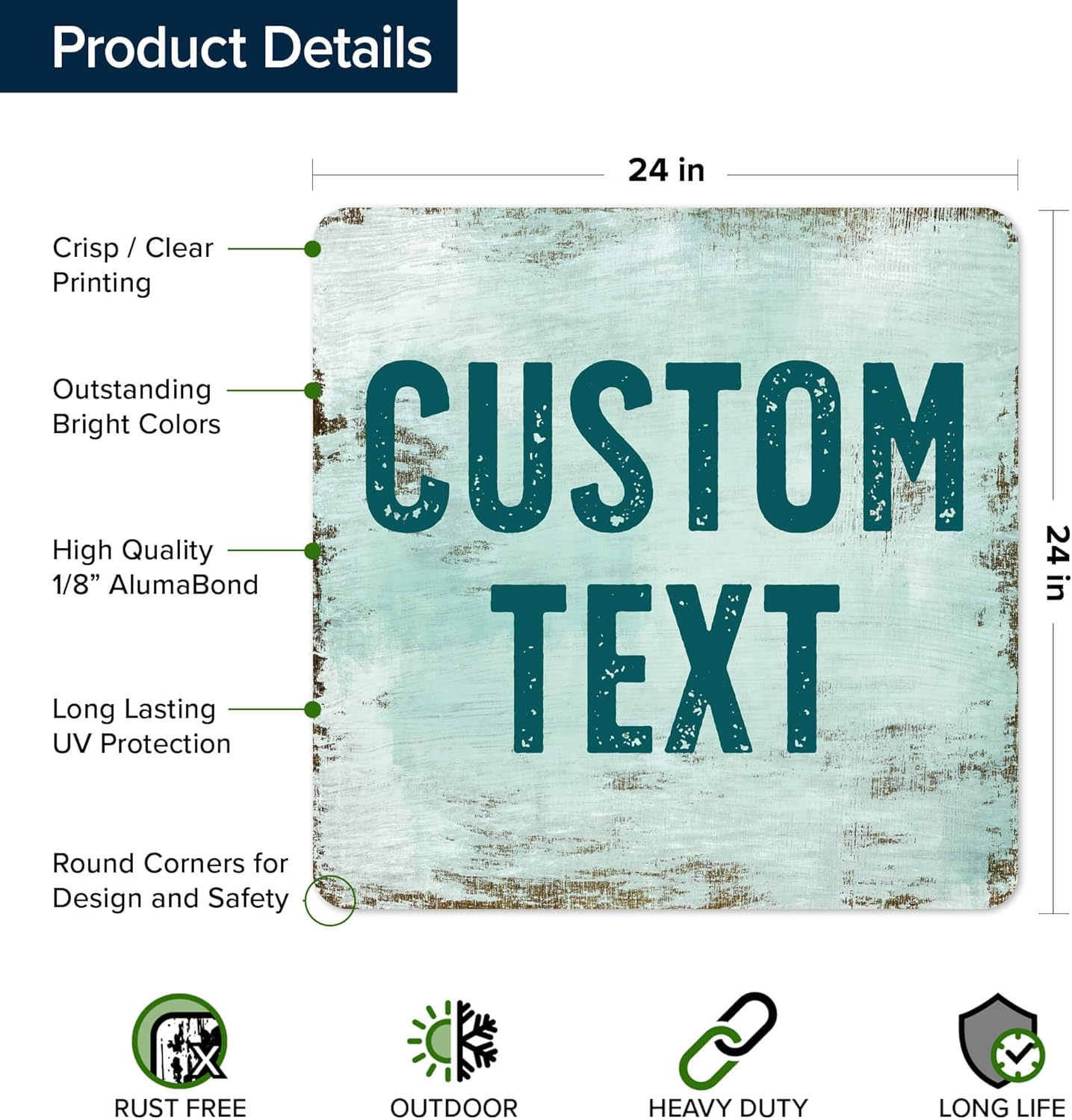 Custom Sign, Custom Street Sign, 11 Font Colors, 13 Font Styles, 4 Hole Options, 22 Sizes, 24x24 Inches, Rust Free DiBound, Fade Resistant, Made in USA by My Sign Center (Shabby Chic)