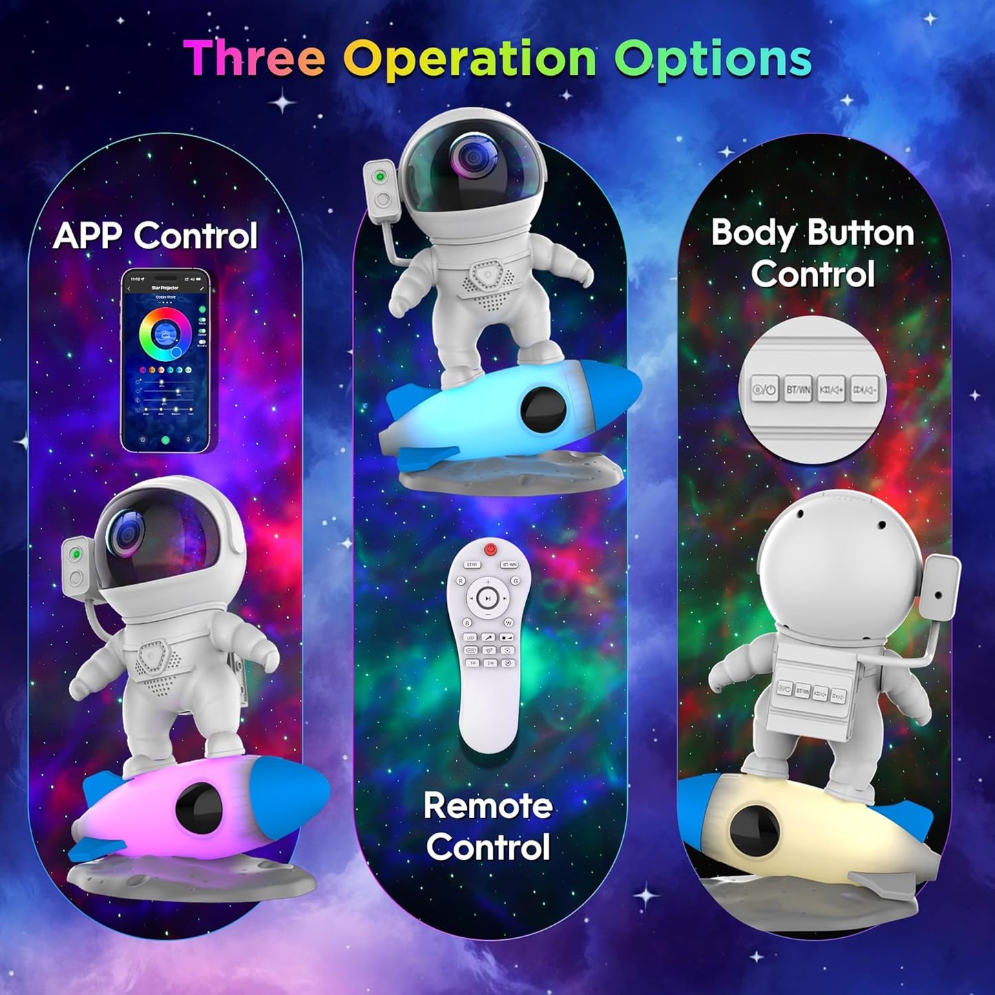 Astronaut Galaxy Projector for Bedroom, Star Projector Galaxy Light with App & Remote Control, White Noises, Bluetooth Speaker, Rocket Night Light for Kids, Ceiling, Gifts, Room Decor