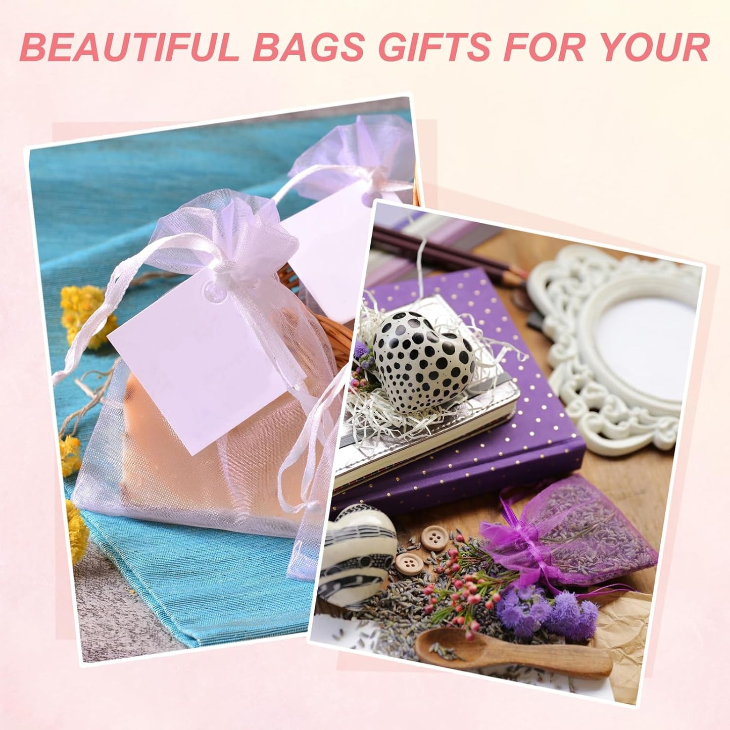 uxcell 50 Pcs Organza Gift Bags, 2.7x3.5 Inch Drawstring Pouches Jewelry Gift Bags, Small Wedding Favor Pouches for Christmas Birthday Wedding Goodie Candy Candle, Coffee