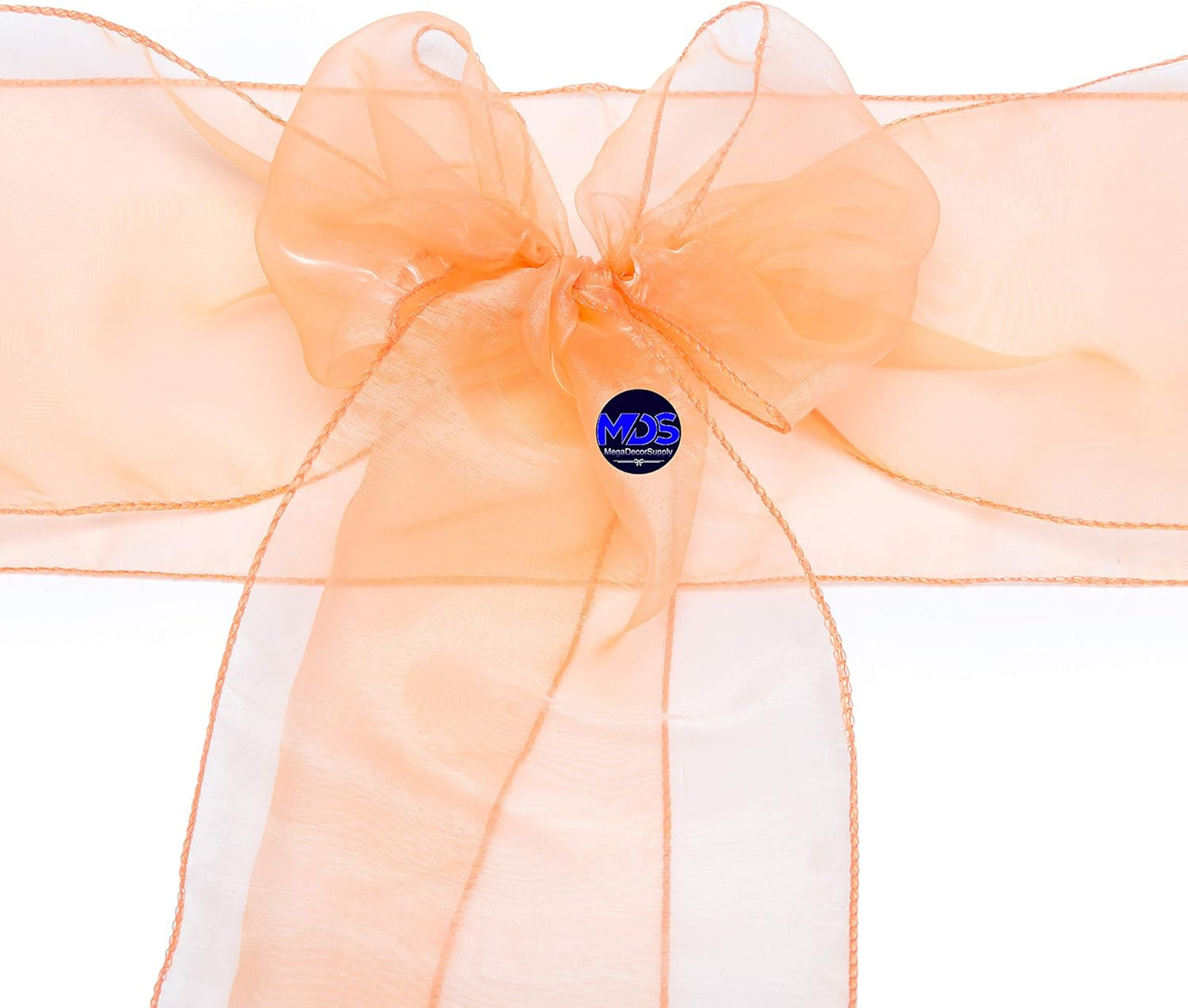 MDS Pack of 150 PCS Organza Chair Sashes Wider Dining Chair Bows Ribbon Tie Back for Wedding Party Birthday Bridal Shower Reception Event Banquet Home Chair Cover Decoration - Peach